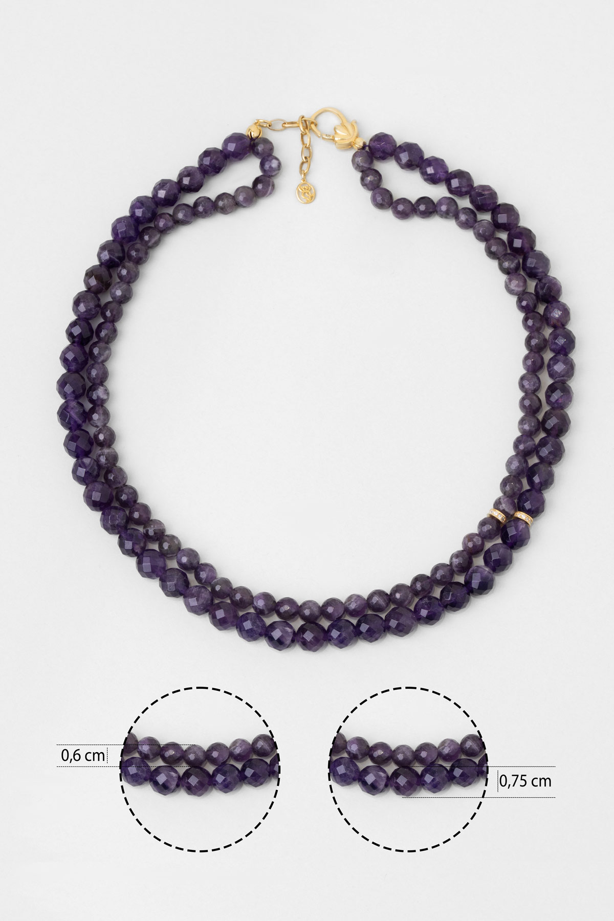 Resim Violet 18 Ayar Sarı Altın Kaplama 43 Cm Gümüş Ametist Kolye