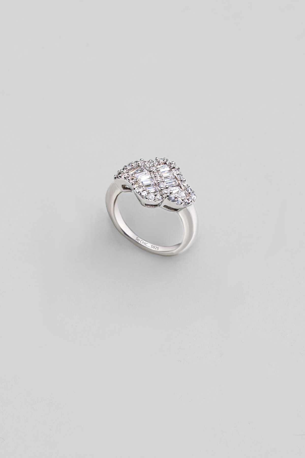 Sihirli Bulut 18 Ayar Beyaz Altın Kaplama Gümüş Yüzük