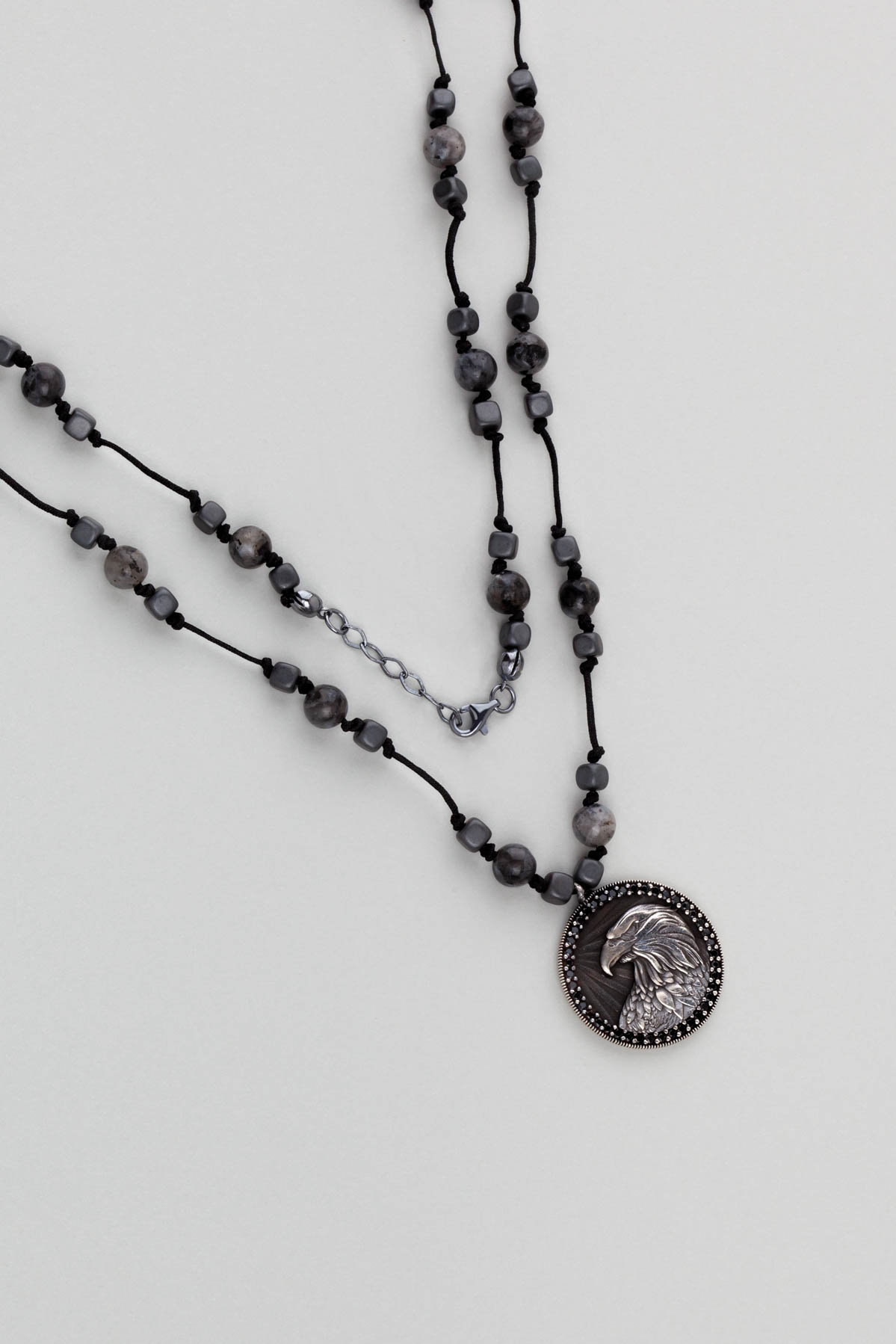 Natural Stone Necklace with Eagle Motif