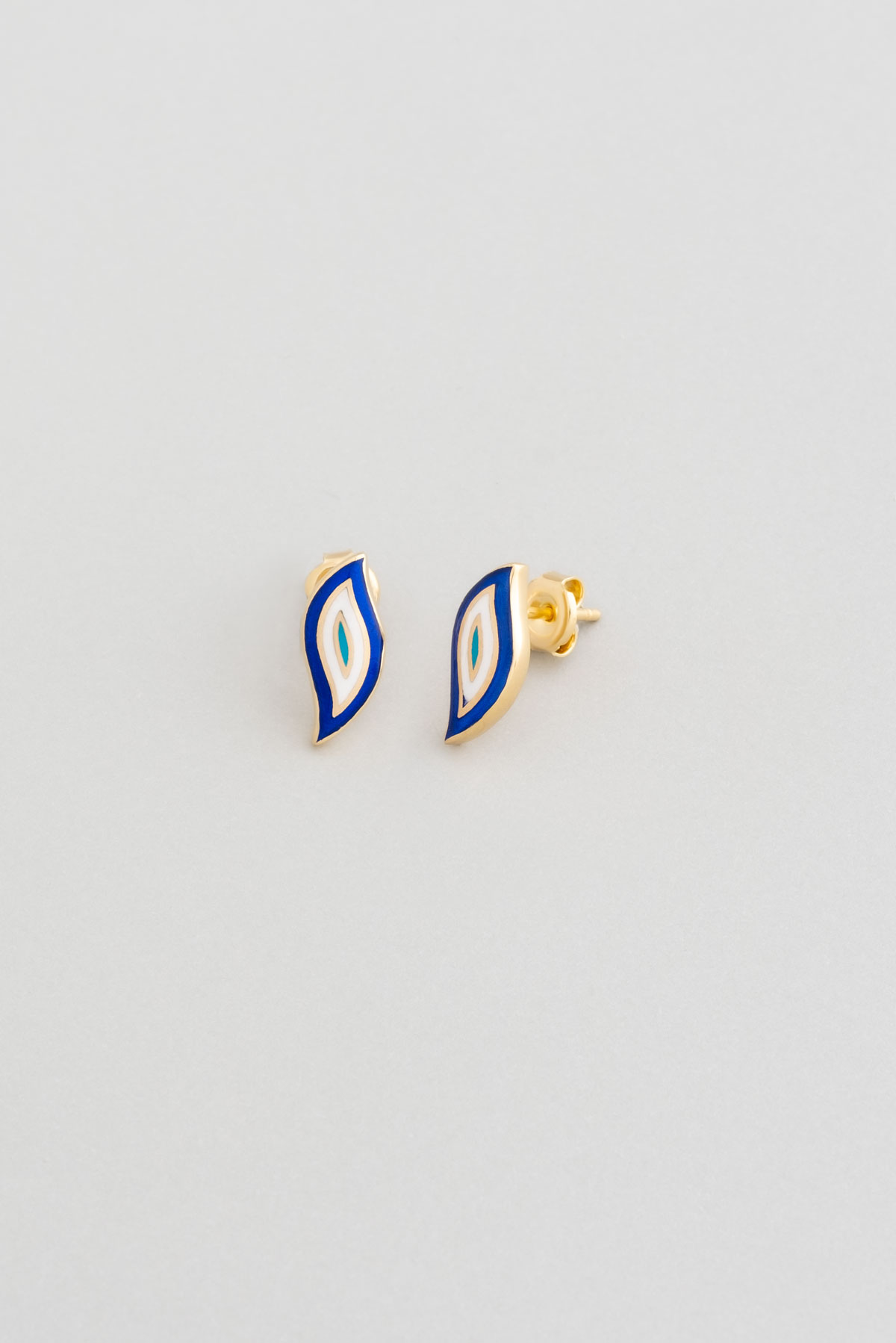 18K Yellow Gold Plated Silver Minimal Earring with Evil Eye Figure