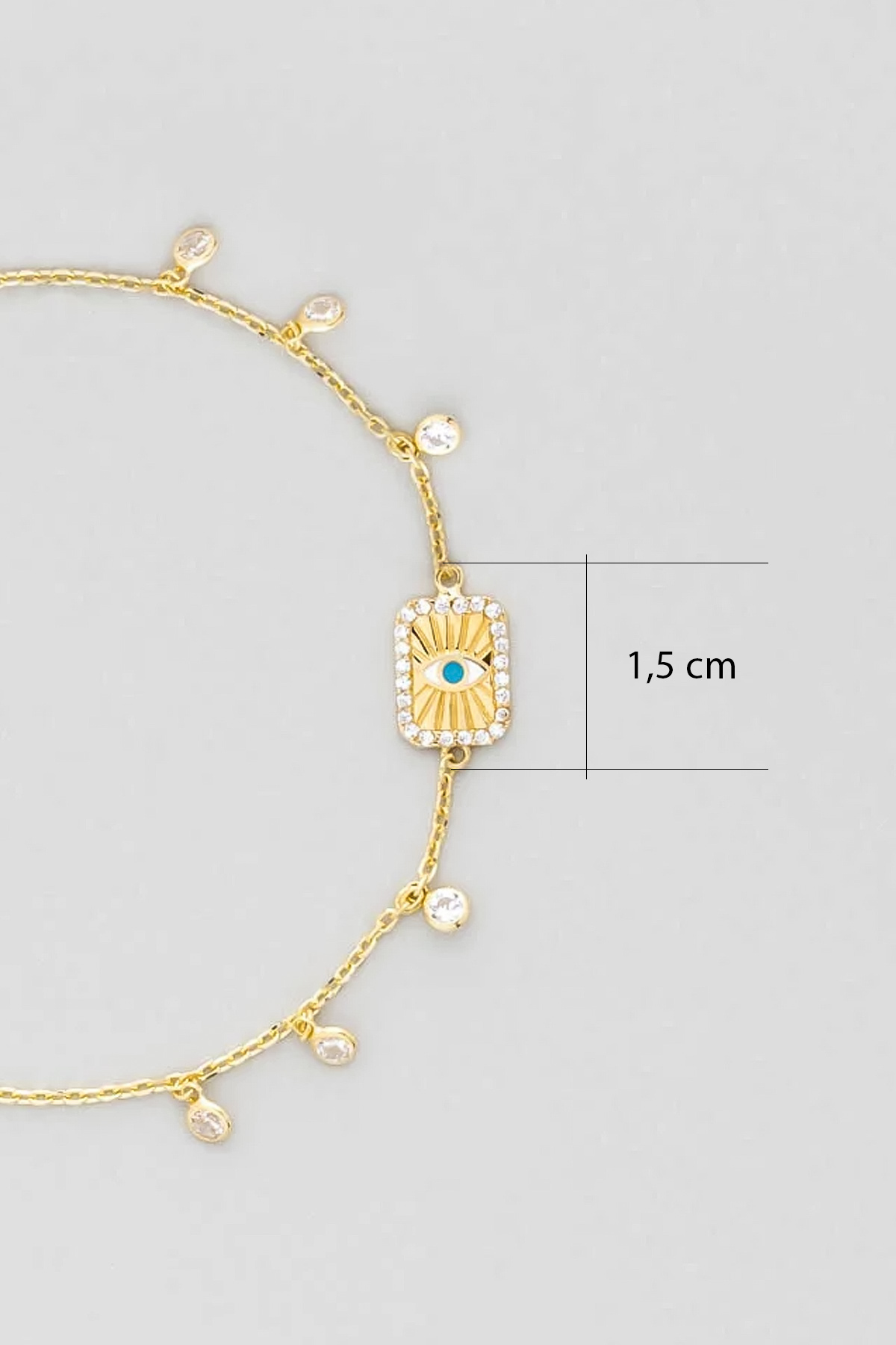 Ra'nın Gözü 18 Ayar Sarı Altın Kaplama 19 Cm Gümüş Bileklik 1154280544_2