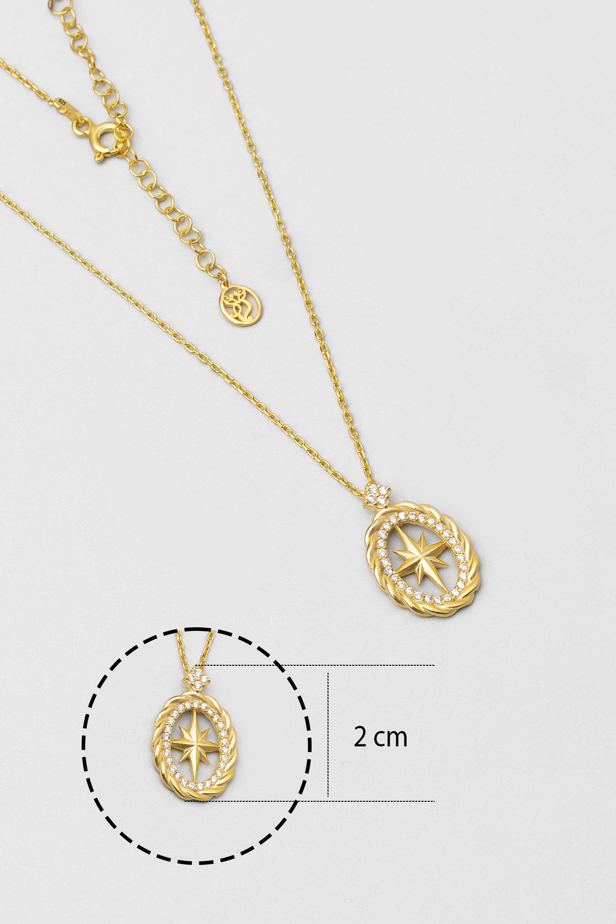 Resim Özgürlük Yıldızı 18 Ayar Sarı Altın Kaplama 45 Cm Gümüş Minimal Kolye