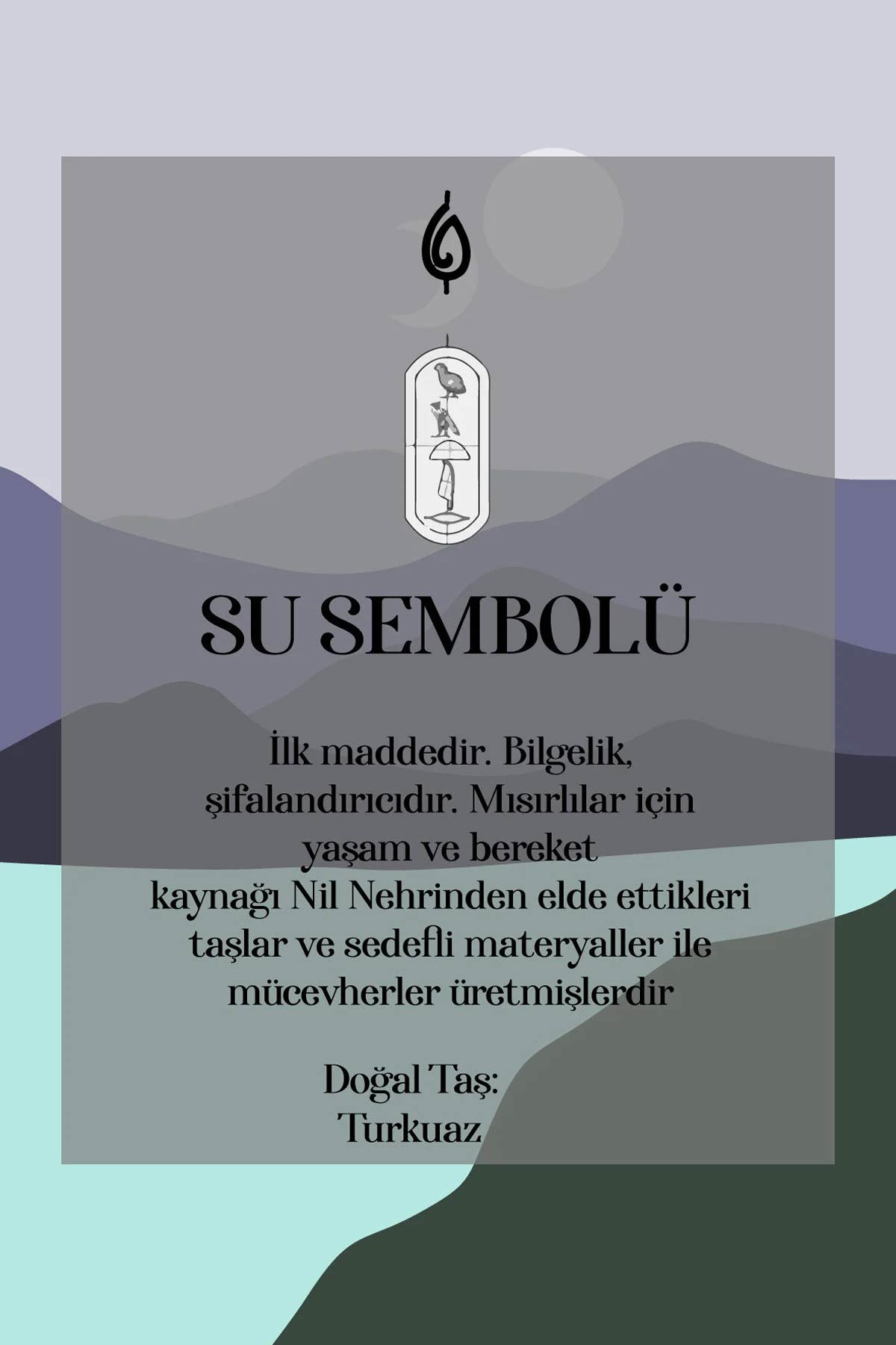 Resim Su Elementi 68 Cm Gümüş Turkuaz Taşlı Erkek Gümüş Kolye