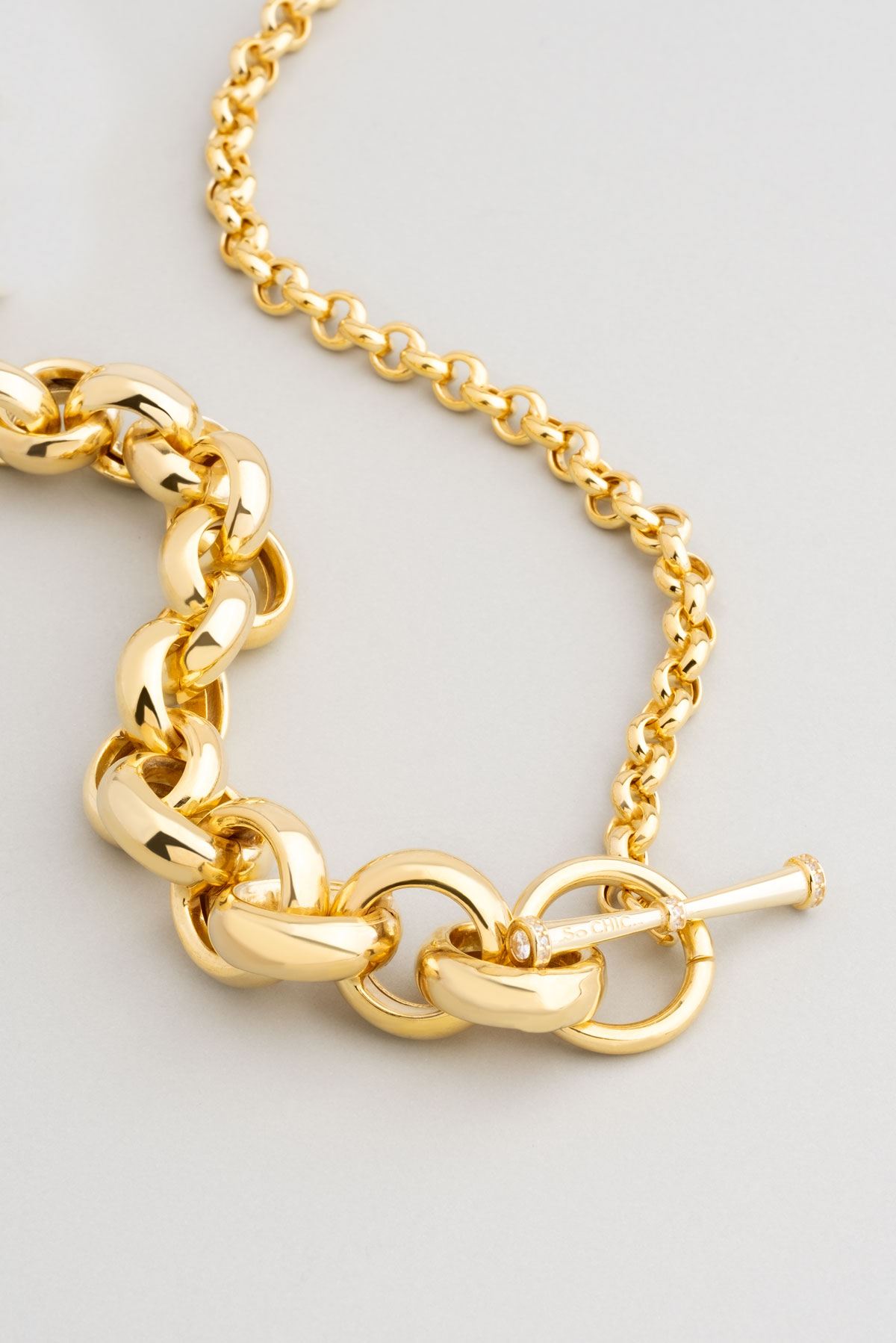 Hollow Y Model 18 Karat Yellow Gold Plated 63 Cm Silver Chain Necklace
