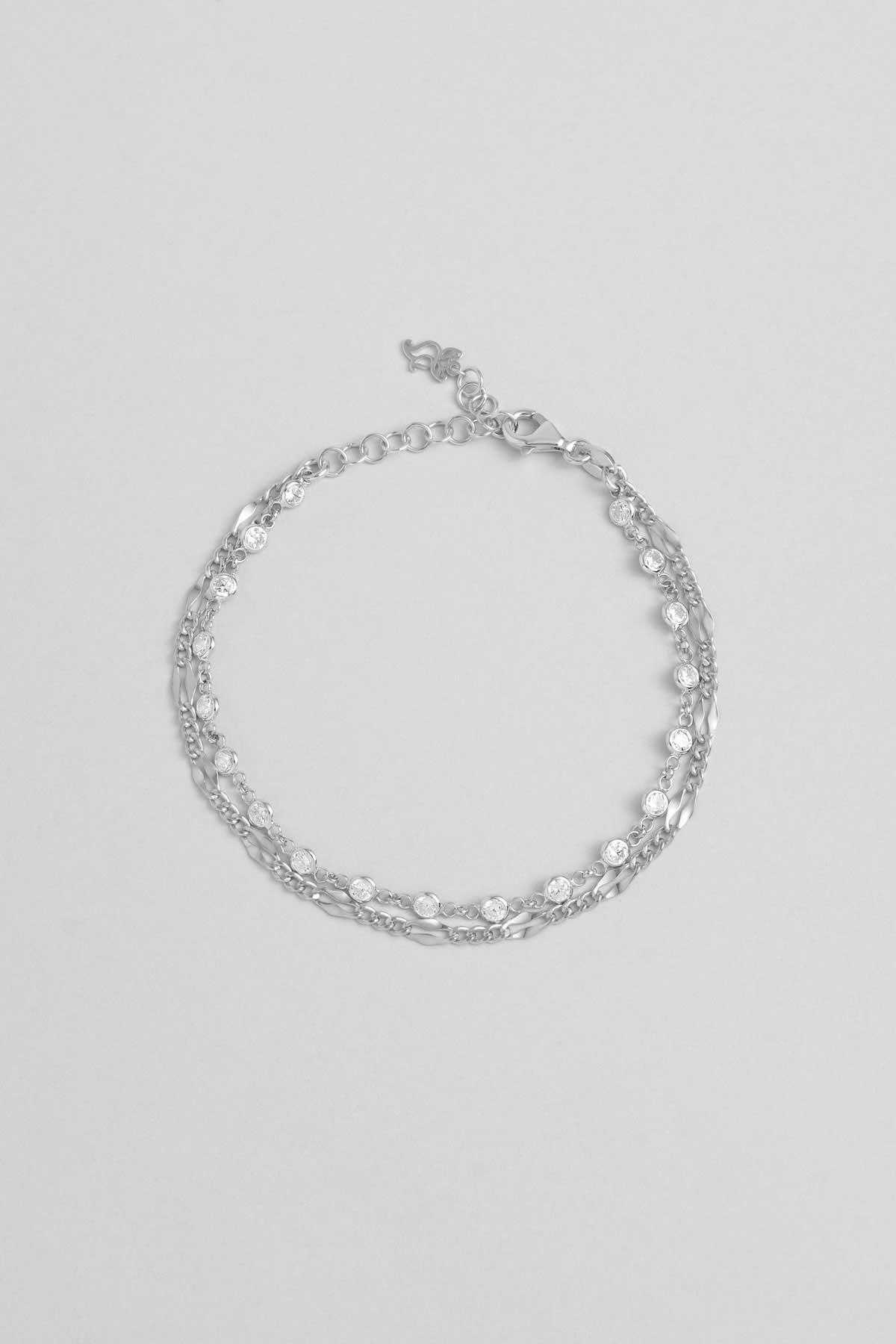 Lavinya 18 Ayar Beyaz Altın Kaplama 19 Cm Gümüş Zincir Bileklik 1161470199