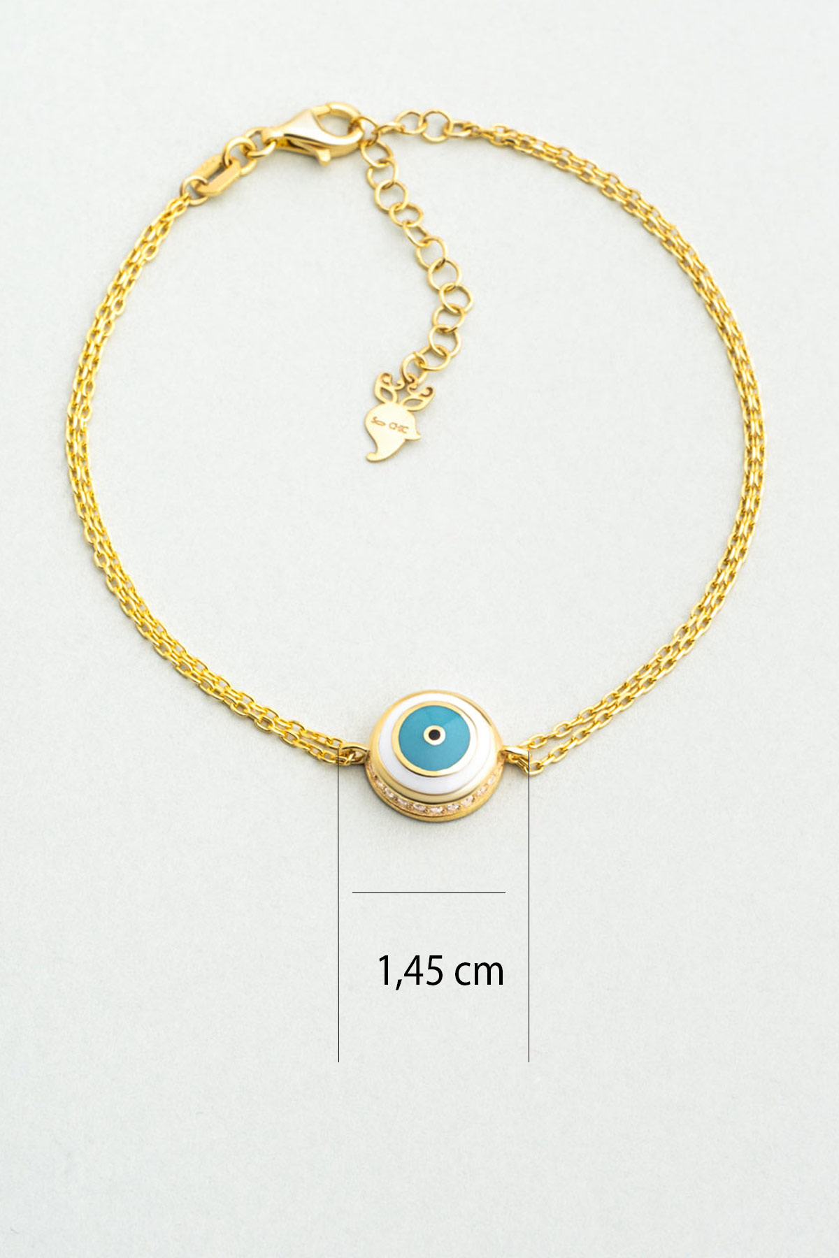 Ra'nın Gözü 18 Ayar Sarı Altın Kaplama 19 Cm Gümüş Bileklik 1161670144_2