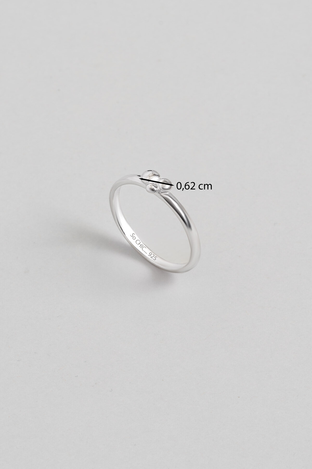 Minimal Tasarım 18 Ayar Beyaz Altın Kaplama Gümüş Yüzük