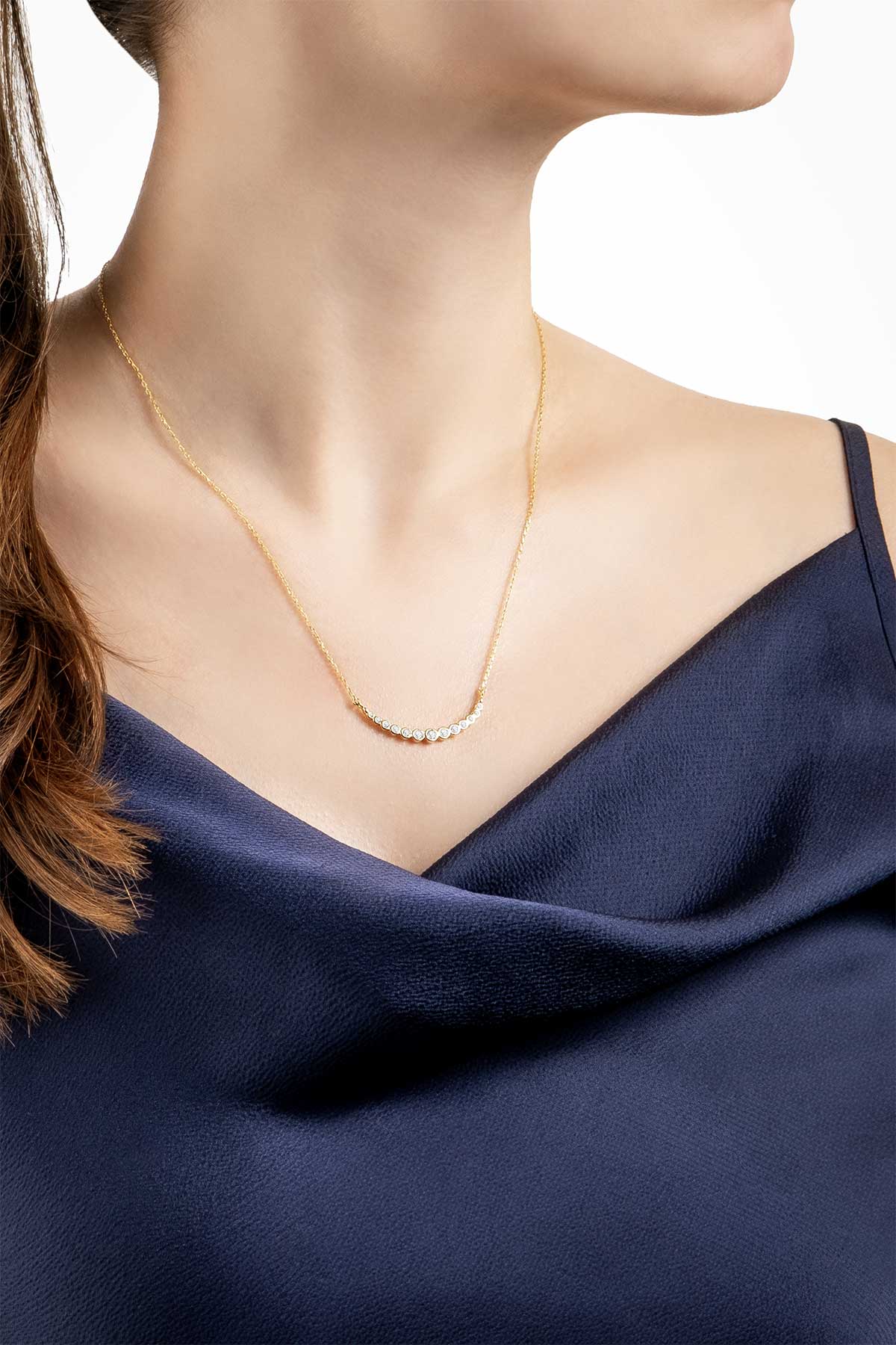 Resim Ay Işıltısı 18 Ayar Sarı Altın Kaplama 47 Cm Gümüş Kolye
