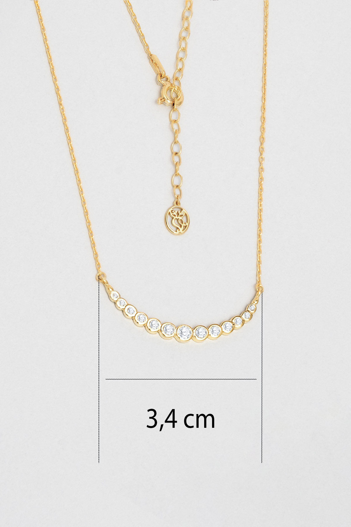 Resim Ay Işıltısı 18 Ayar Sarı Altın Kaplama 47 Cm Gümüş Kolye
