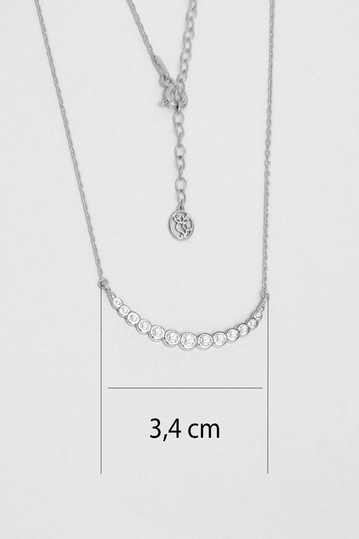 Resim Ay Işıltısı 18 Ayar Beyaz Altın Kaplama 47 Cm Gümüş Kolye