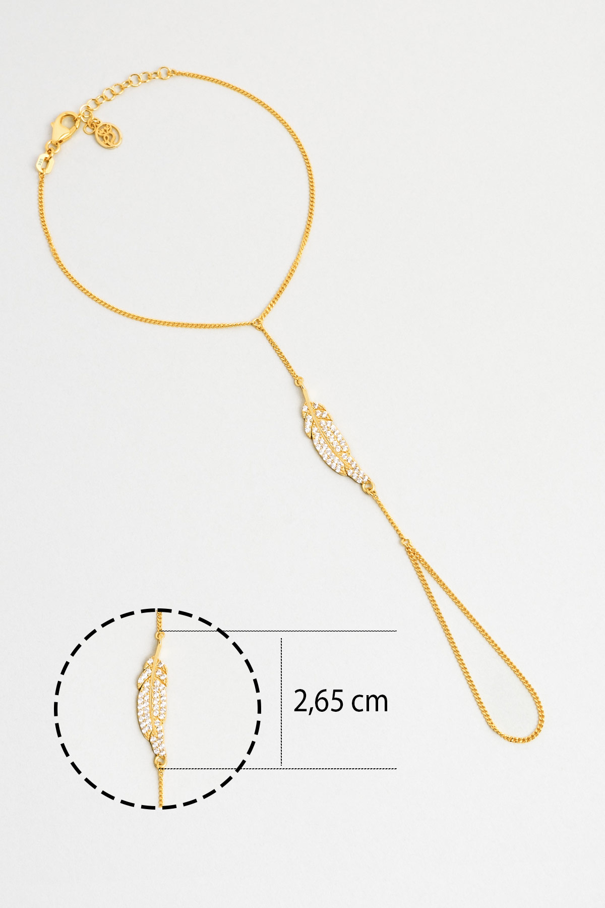 Resim Defne Yaprağı 18 Ayar Sarı Altın Kaplama 20 Cm Gümüş Şahmeran