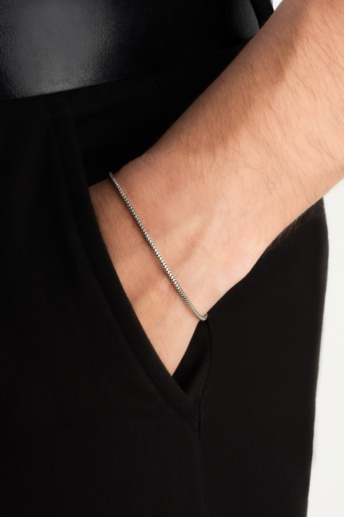 Minimal Tasarım Oksitli 21 Cm Gümüş Erkek Bileklik 1172673799_1