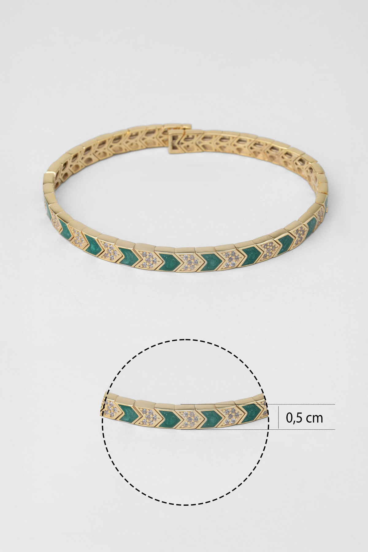 Resim Nefertari 18 Ayar Sarı Altın Kaplama Gümüş Kelepçe Bileklik