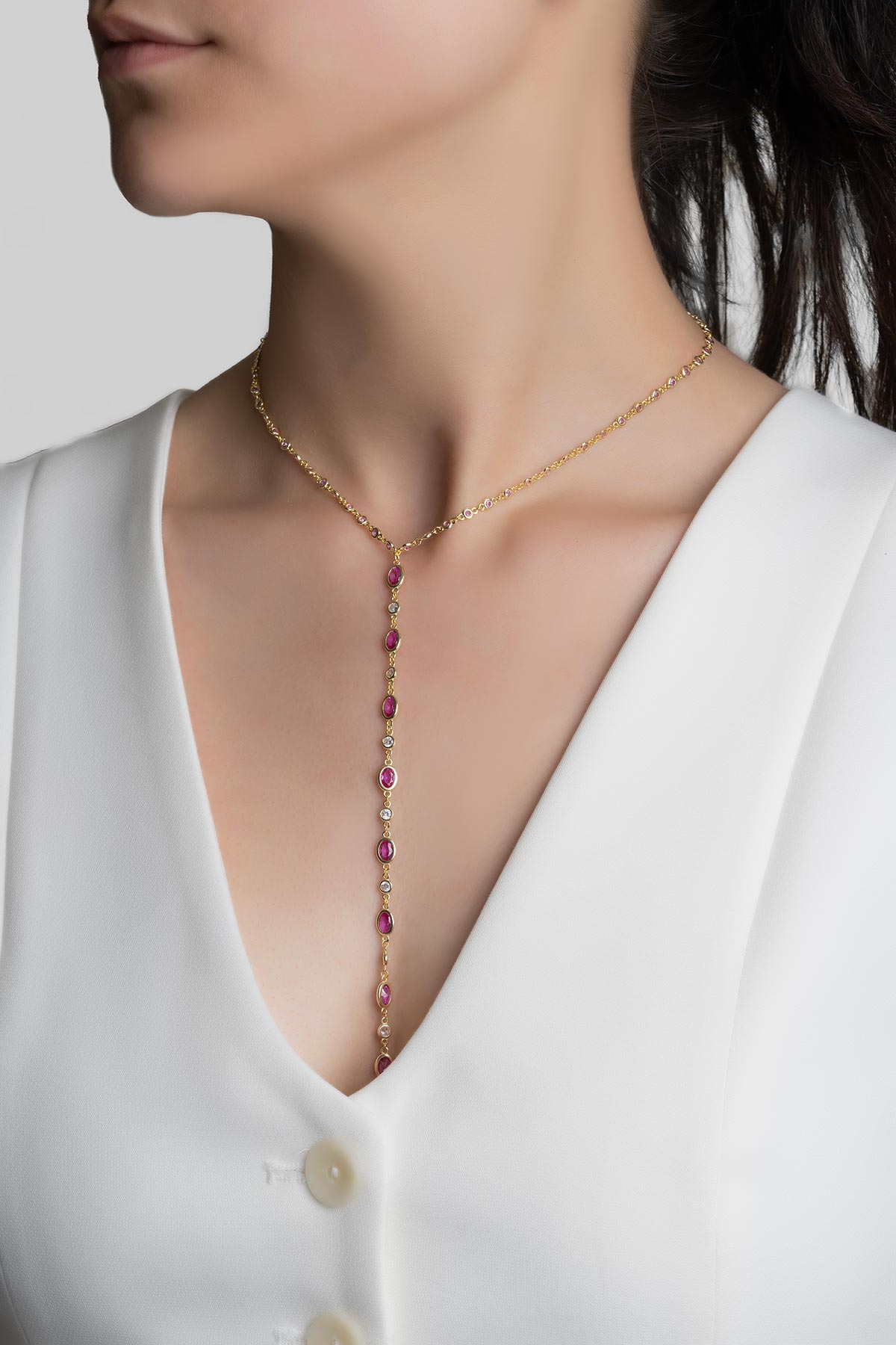Resim Renklerin Büyüsü 18 Ayar Sarı Altın Kaplama 44 Cm Gümüş Y Kolye