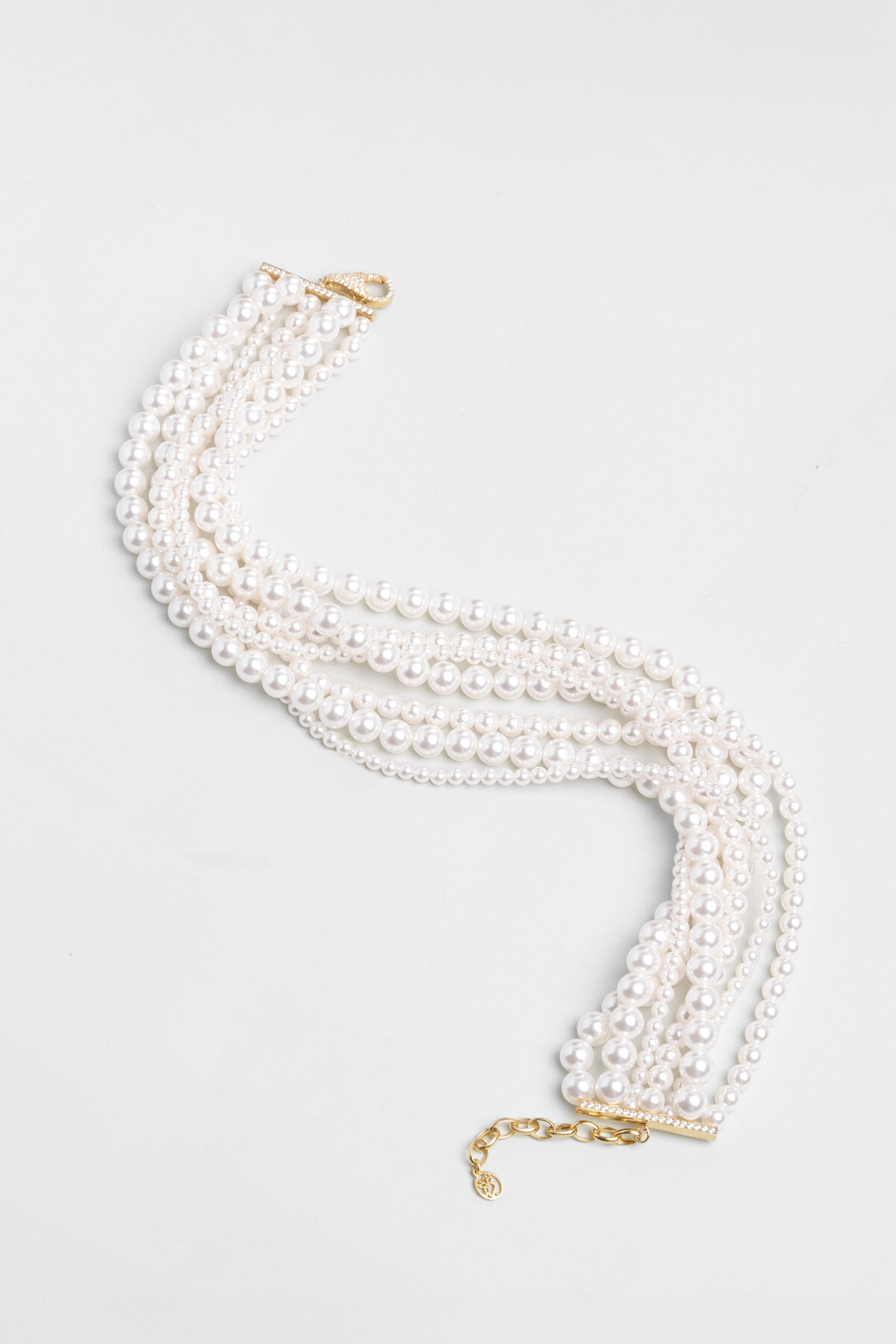 Clara 18 Ayar Sarı Altın Kaplama 39 Cm Gümüş Choker İnci Kolye