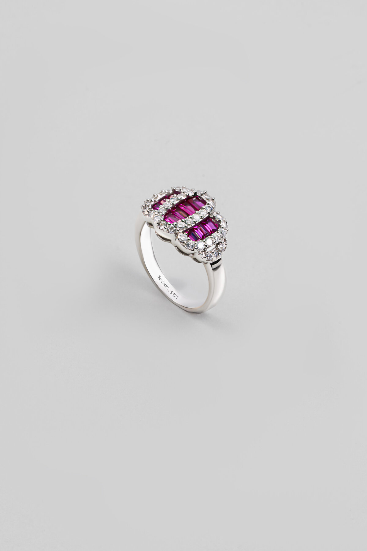 Zaman Döngüsü 18 Ayar Beyaz Altın Kaplama Gümüş Yüzük