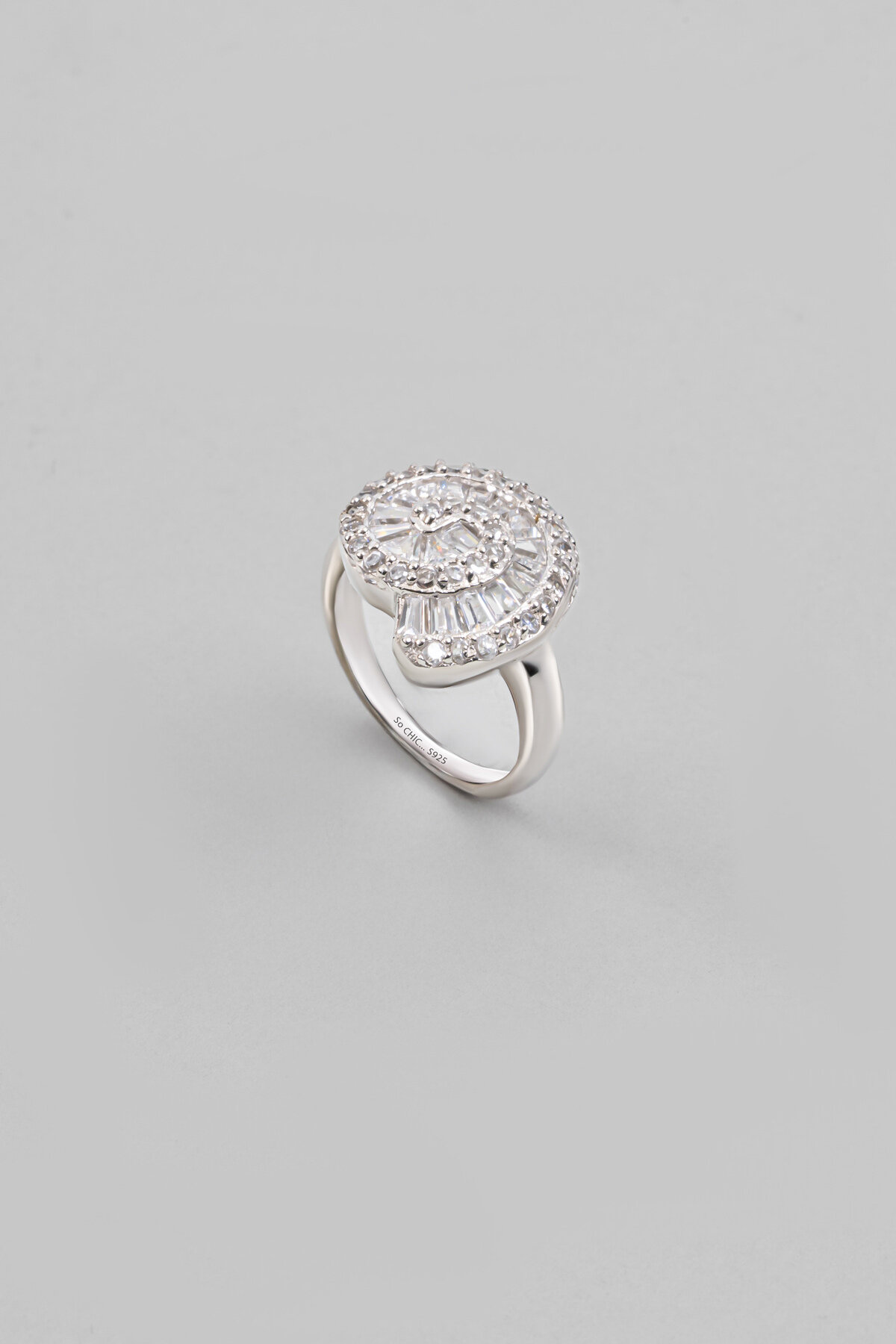 Minimal Basamak 18 Ayar Beyaz Altın Kaplama Gümüş Yüzük