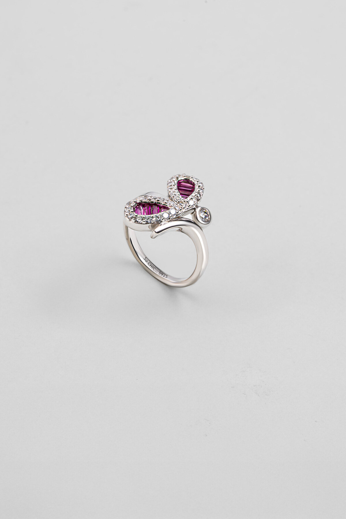 Kelebek Kanatları 18 Ayar Beyaz Altın Kaplama Gümüş Yüzük