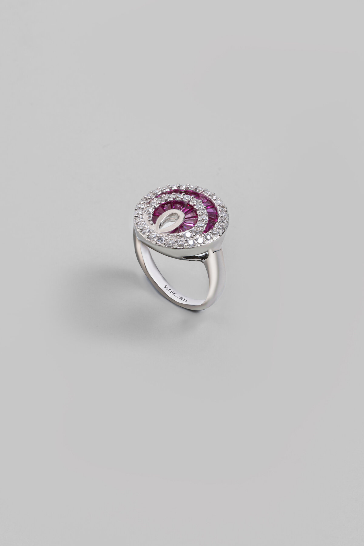 Ay Işıltısı 18 Ayar Beyaz Altın Kaplama Gümüş Yüzük