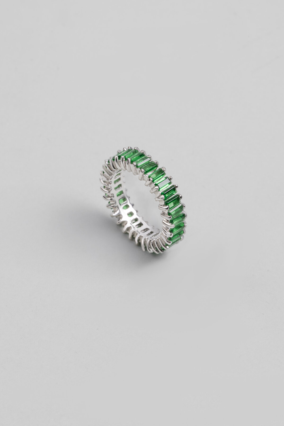 Renkli Işıltı 18 Ayar Beyaz Altın Kaplama Gümüş Yüzük