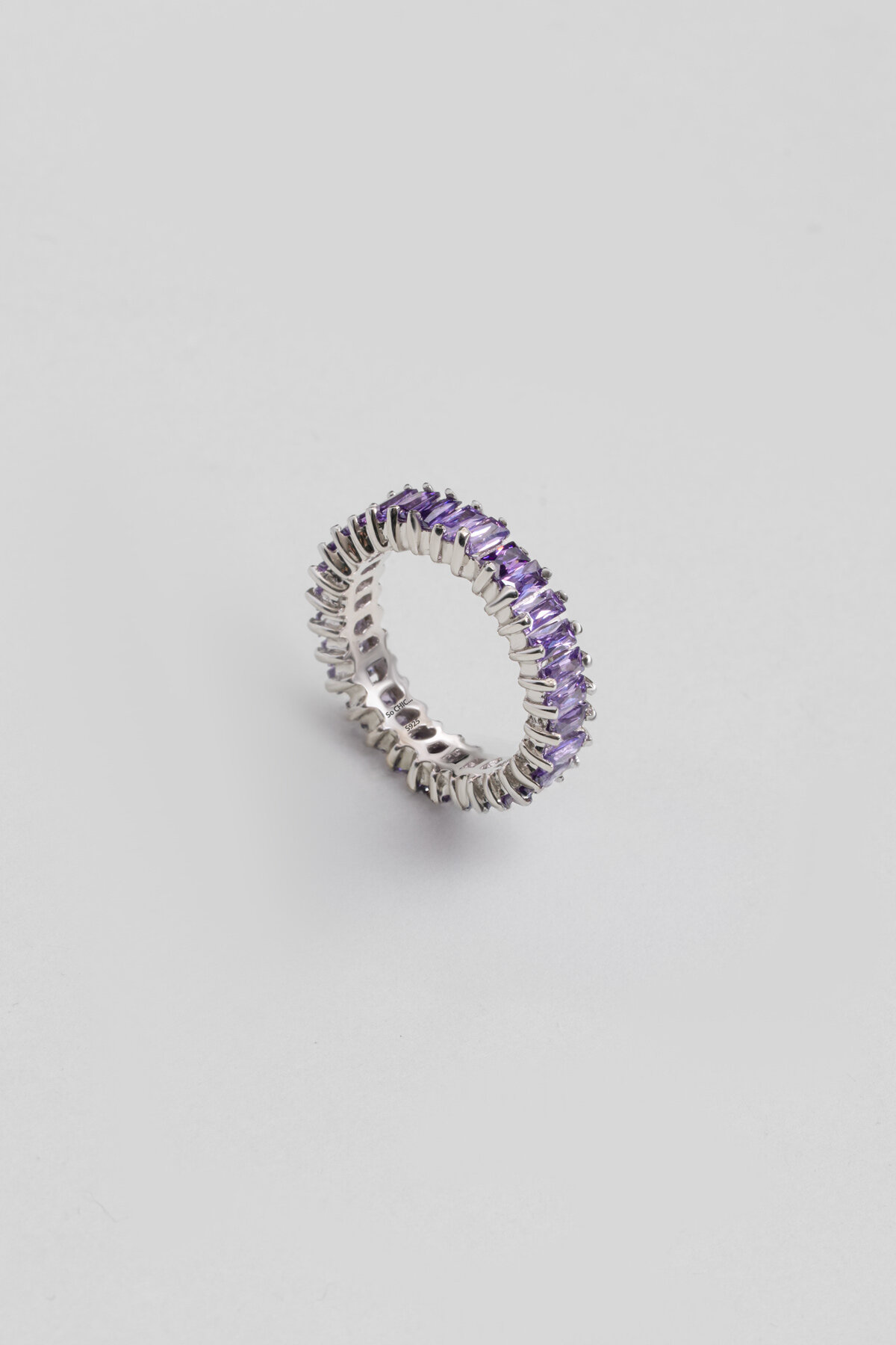 Renkli Işıltı 18 Ayar Beyaz Altın Kaplama Gümüş Yüzük