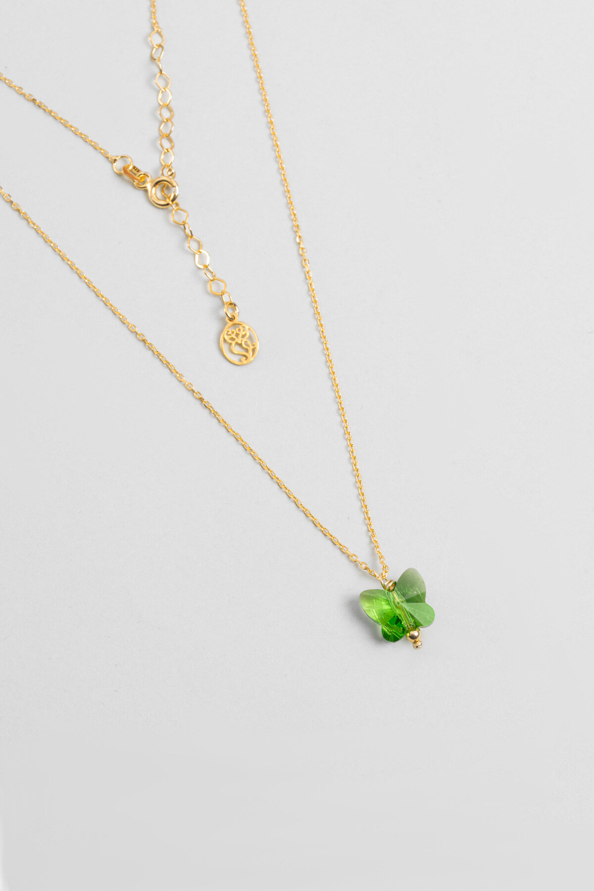 Özgür Kelebek 18 Ayar Sarı Altın Kaplama 45 Cm Gümüş Kolye