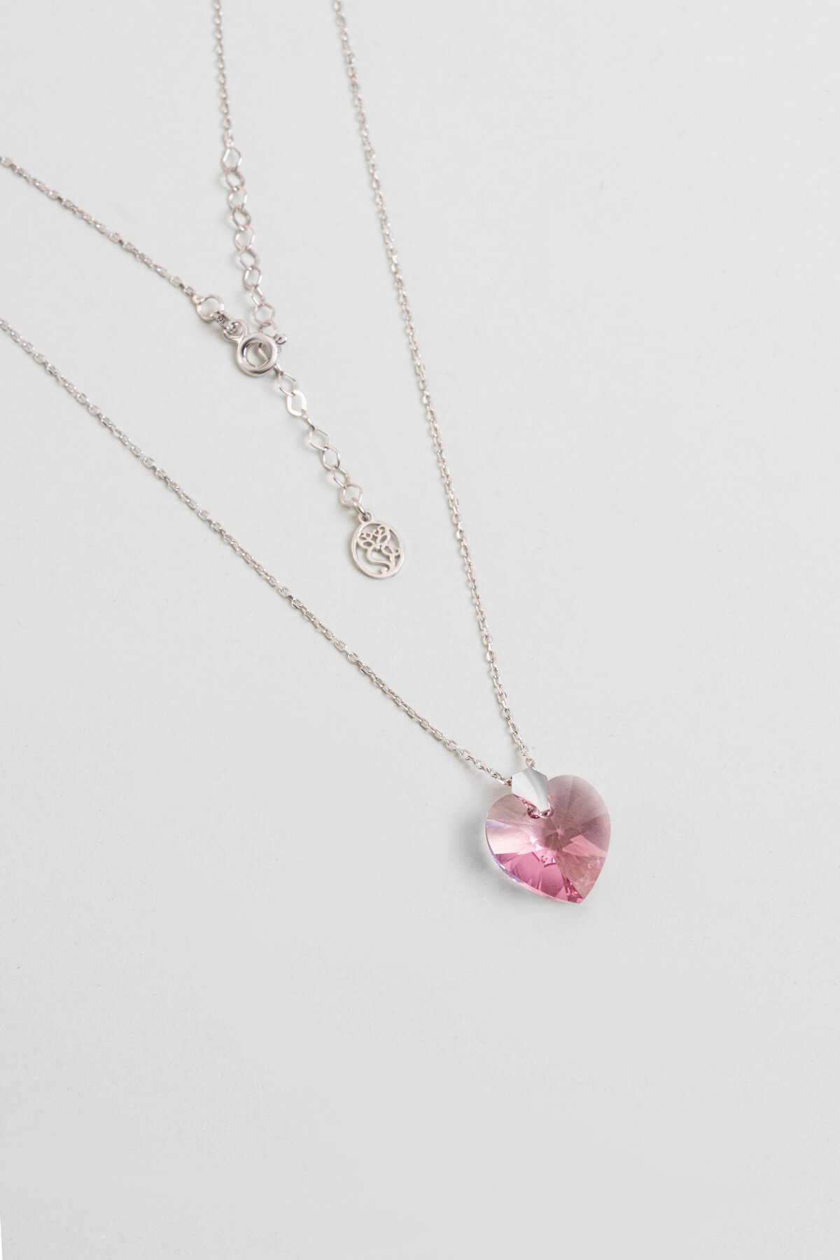 Işıltılı Kalp 18 Ayar Beyaz Altın Kaplama 45 Cm Gümüş Kolye