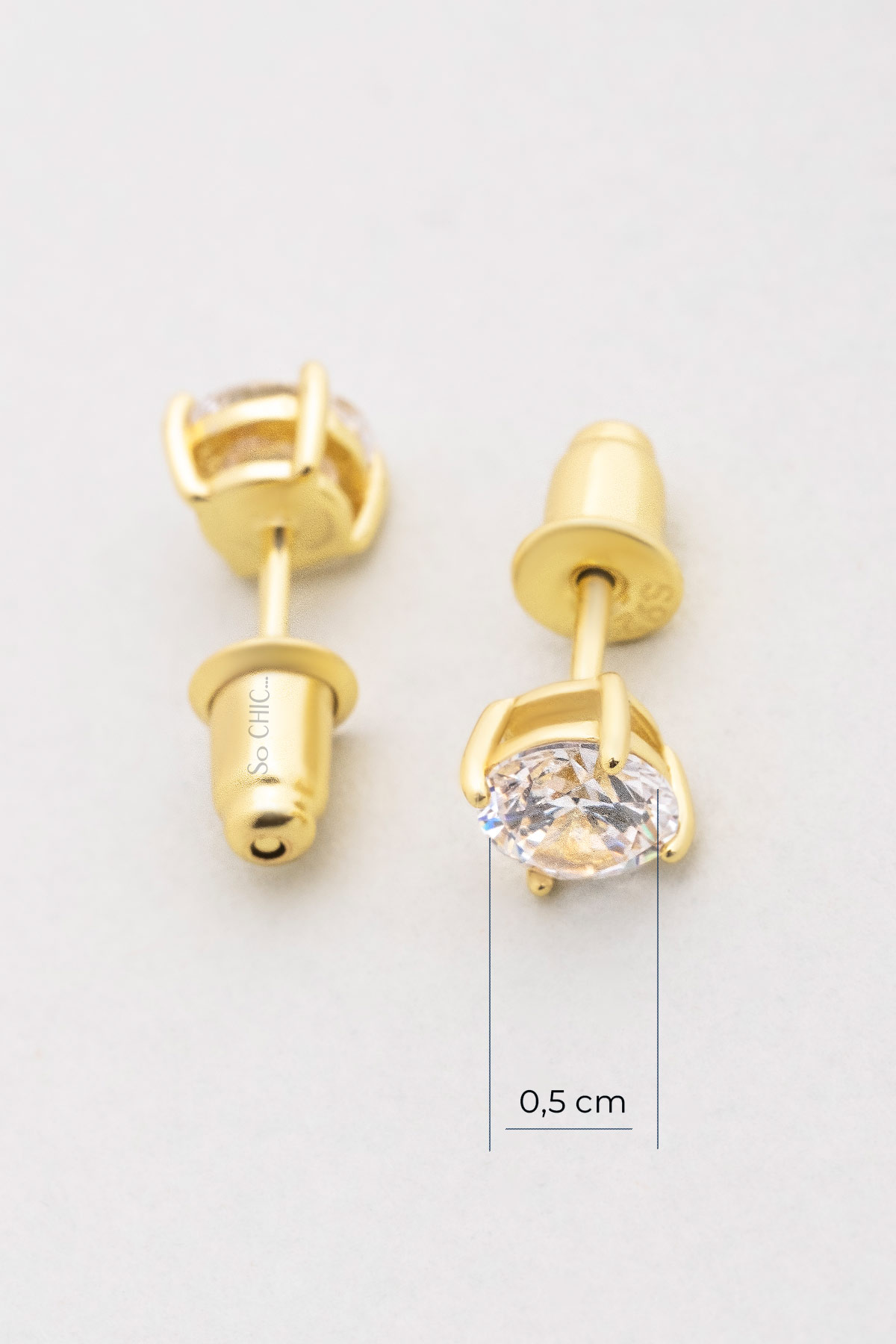 Tektaş 5 Mm 18 Ayar Sarı Kaplama Unisex Gümüş Küpe 5016030144_1