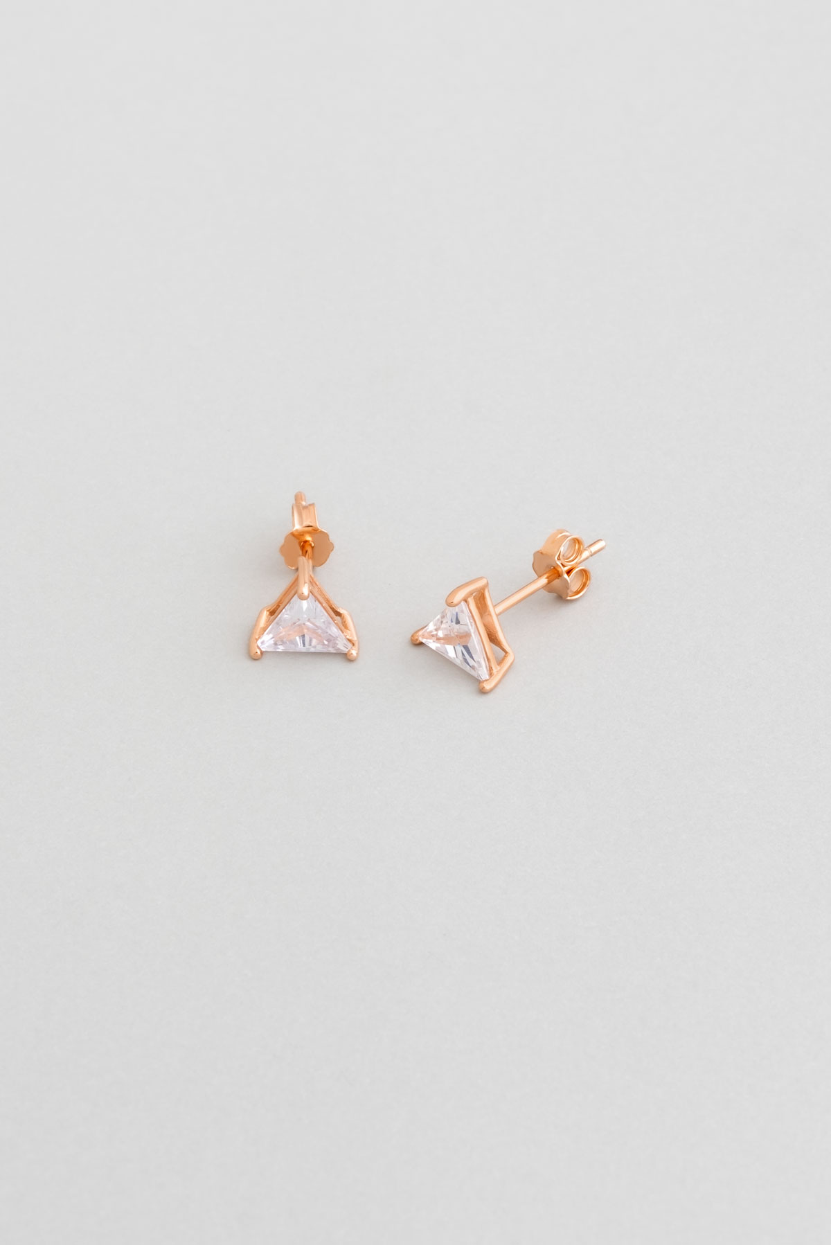 Triangle Cut 4x6mm 18K Rose Gold Plated Silver Minimal Earrings