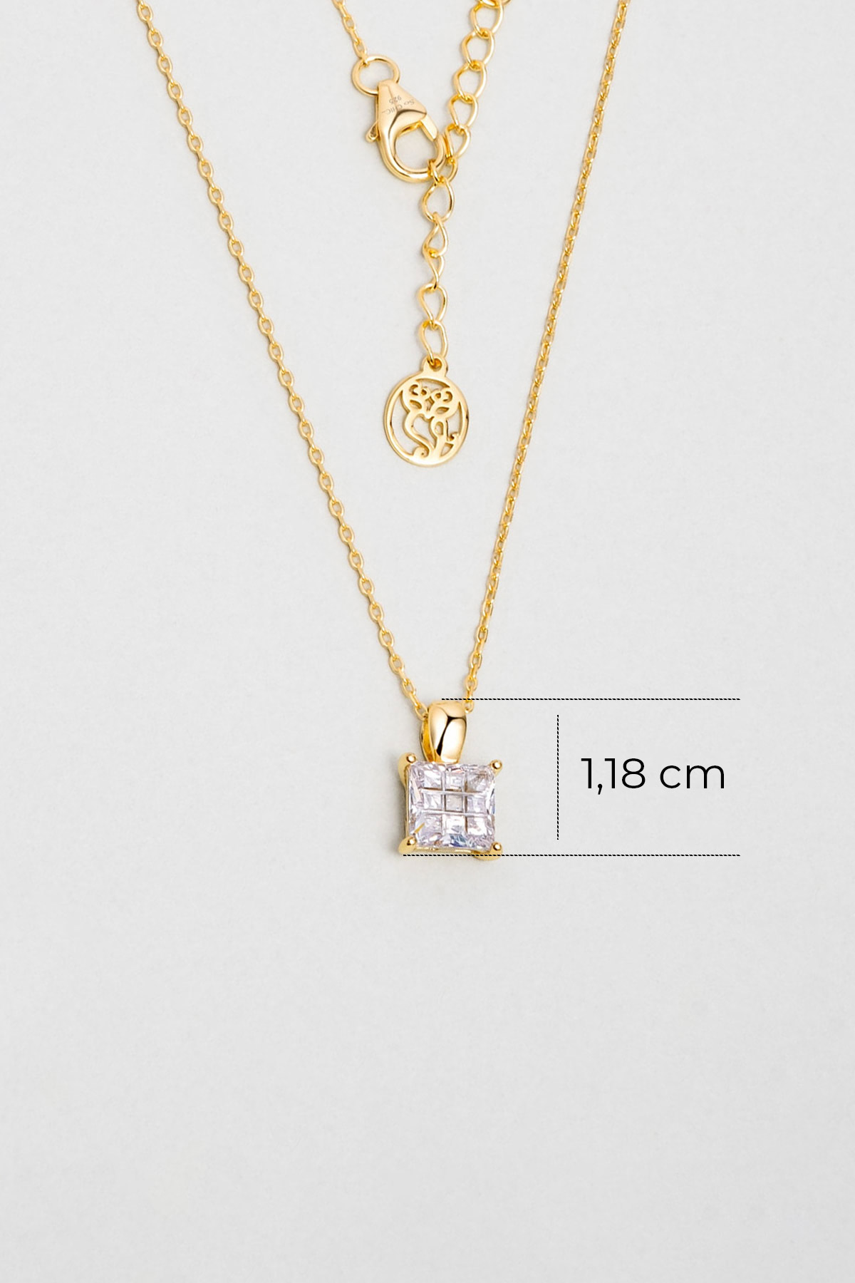Resim Kare Kesim 18 Ayar Sarı Altın Kaplama 45 Cm Gümüş Minimal Kolye
