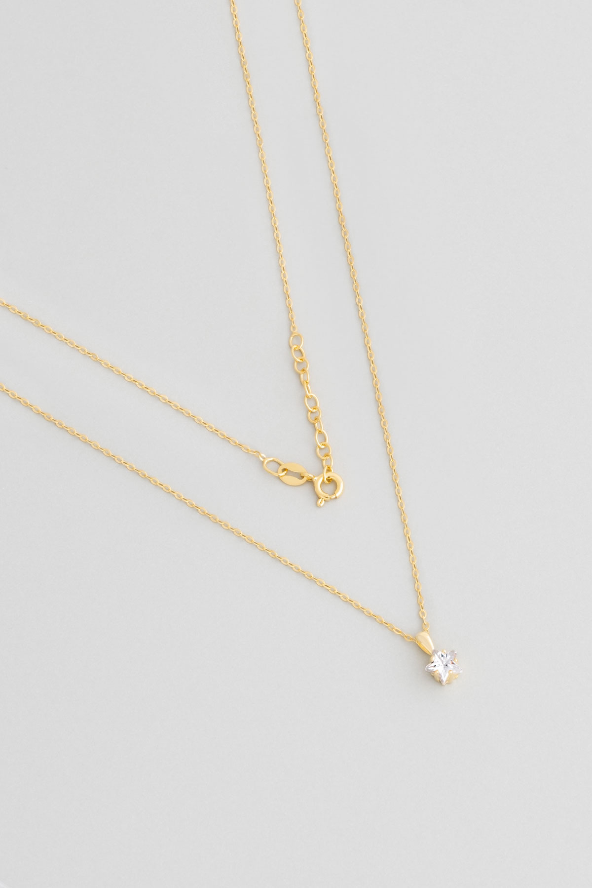 Minimal Star Stone 6mm 18 Karat Yellow Gold Plated Silver Necklace 