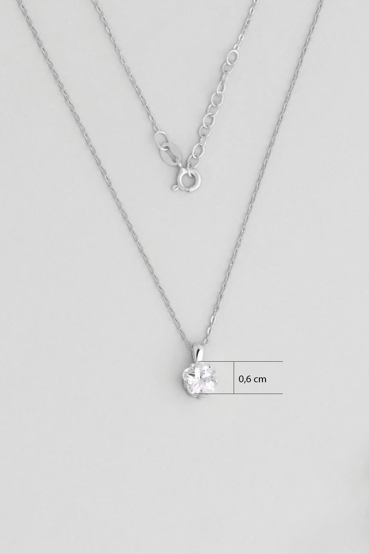 Resim Çiçek Taşlı 18 Ayar Beyaz Altın Kaplama 45 Cm Gümüş Kolye