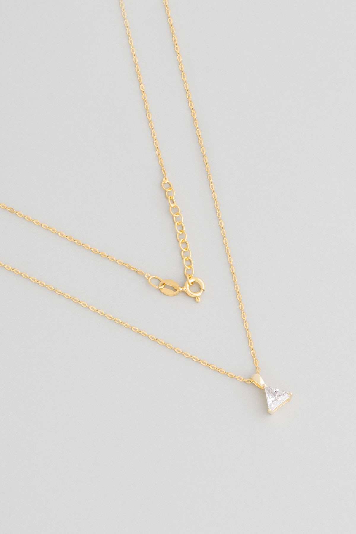 Triangle Cut 6x6mm18 Karat Yellow Gold Plated Silver Minimal Necklace 