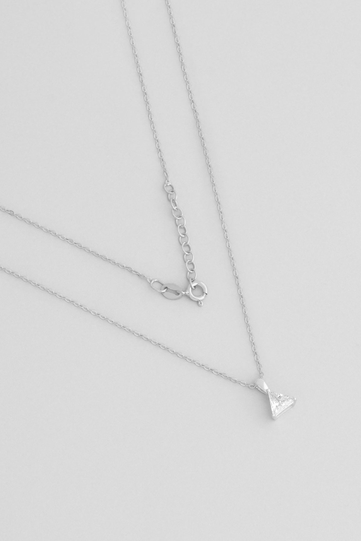 Triangle Cut 6x6mm18 Karat White Gold Plated Silver Minimal Necklace 