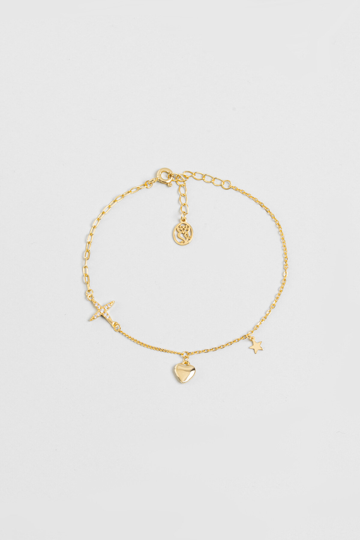 Minimal İkonlar 18 Ayar Sarı Altın Kaplama 20 Cm Gümüş Minimal Bileklik