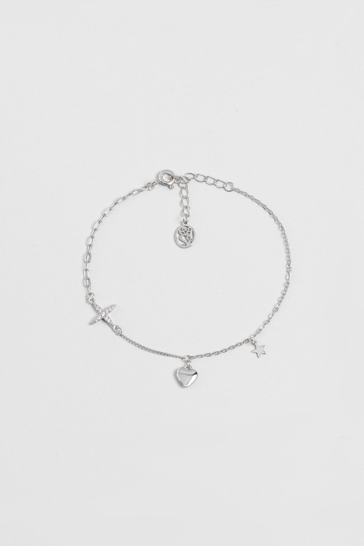 Minimal İkonlar 18 Ayar Beyaz Altın Kaplama 20 Cm Gümüş Minimal Bileklik