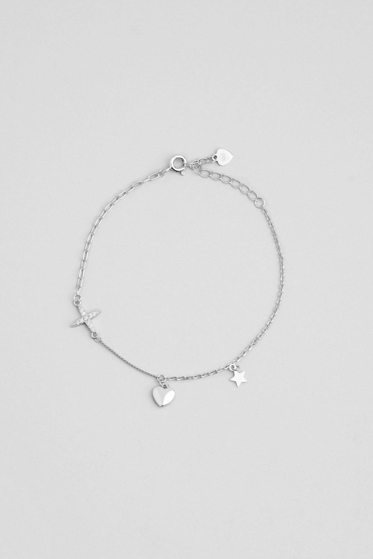 Minimal İkonlar 18 Ayar Beyaz Altın Kaplama 20 Cm Gümüş Minimal Bileklik 5059970199