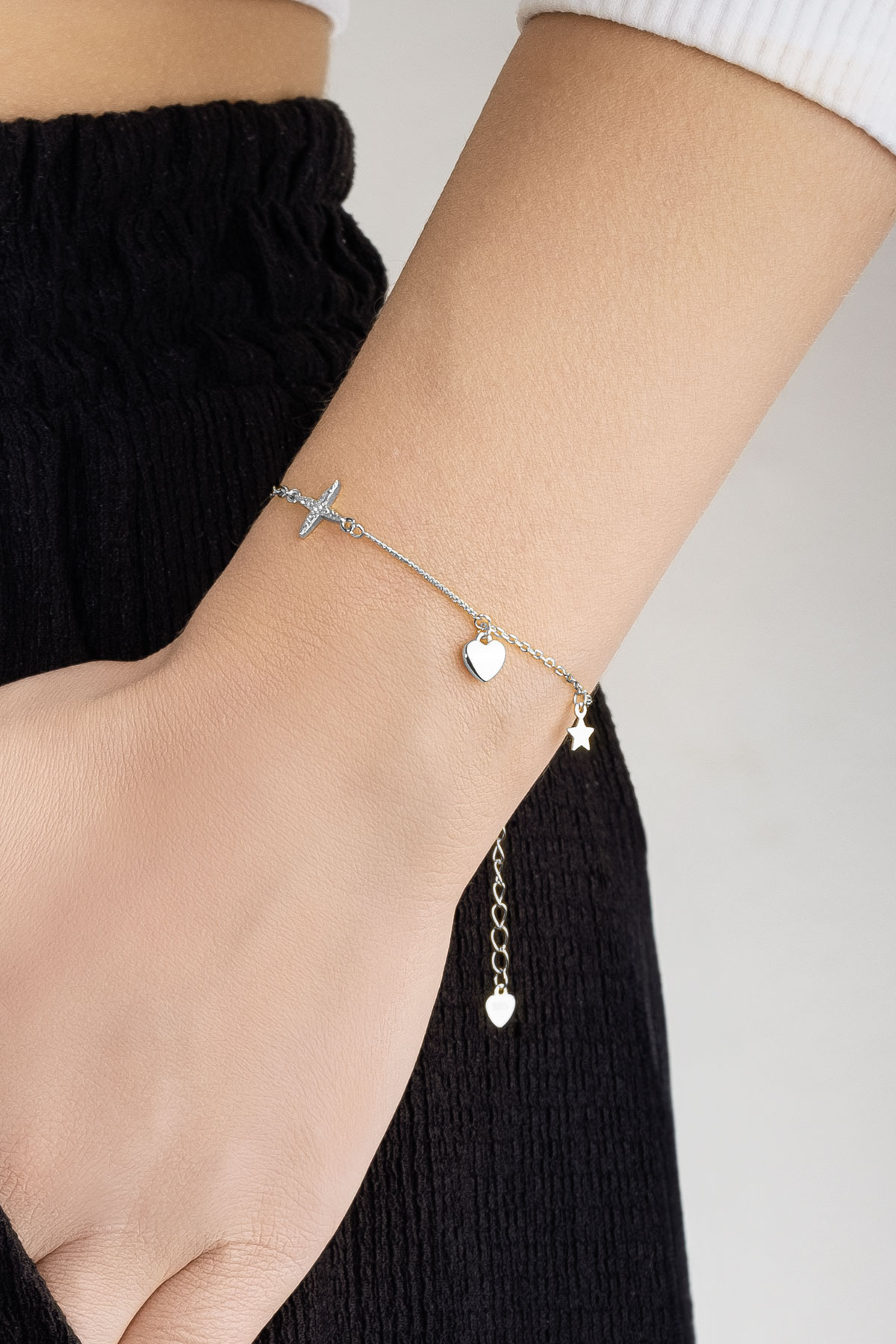 Minimal İkonlar 18 Ayar Beyaz Altın Kaplama 20 Cm Gümüş Minimal Bileklik 5059970199_3