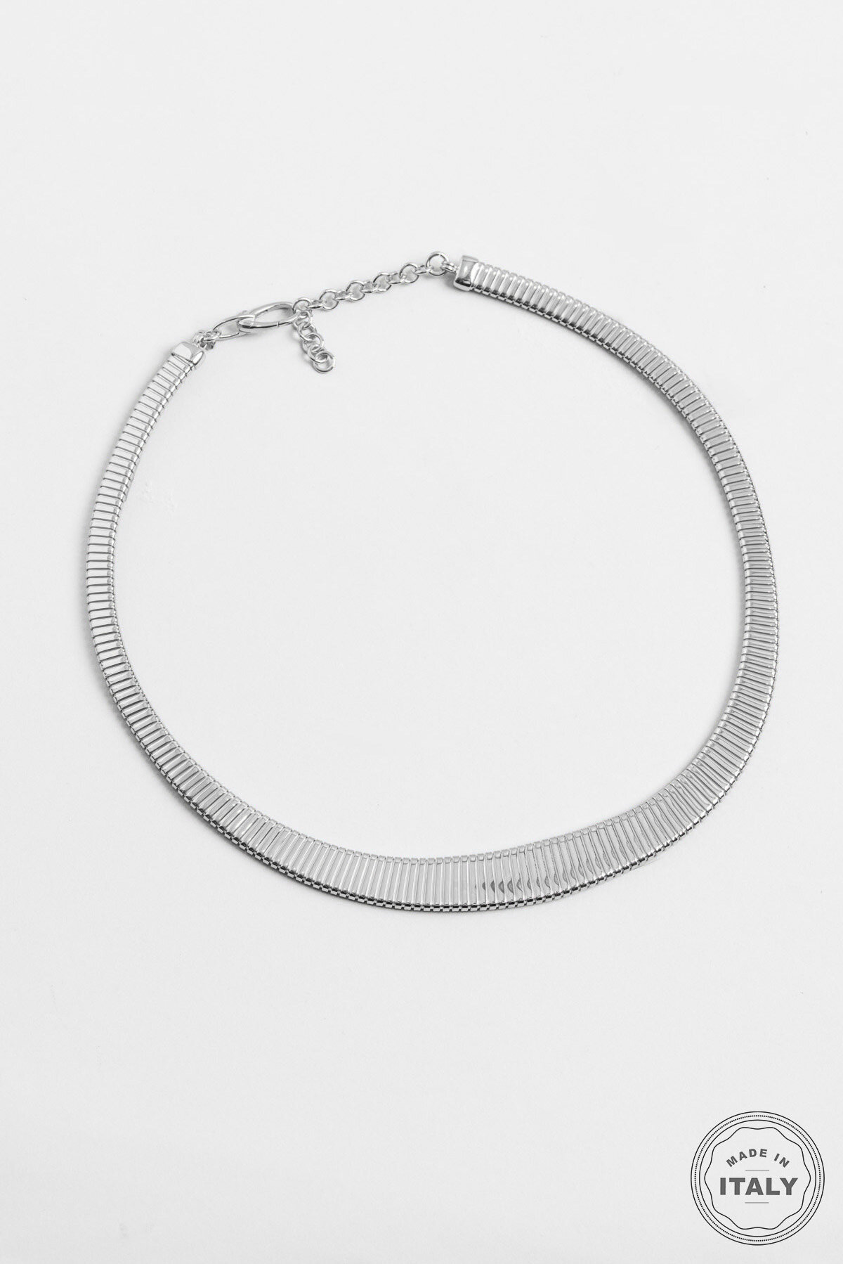 Catherine İtalyan 18 Ayar Beyaz Altın Kaplama 50 Cm Gümüş Tasarım Gerdanlık