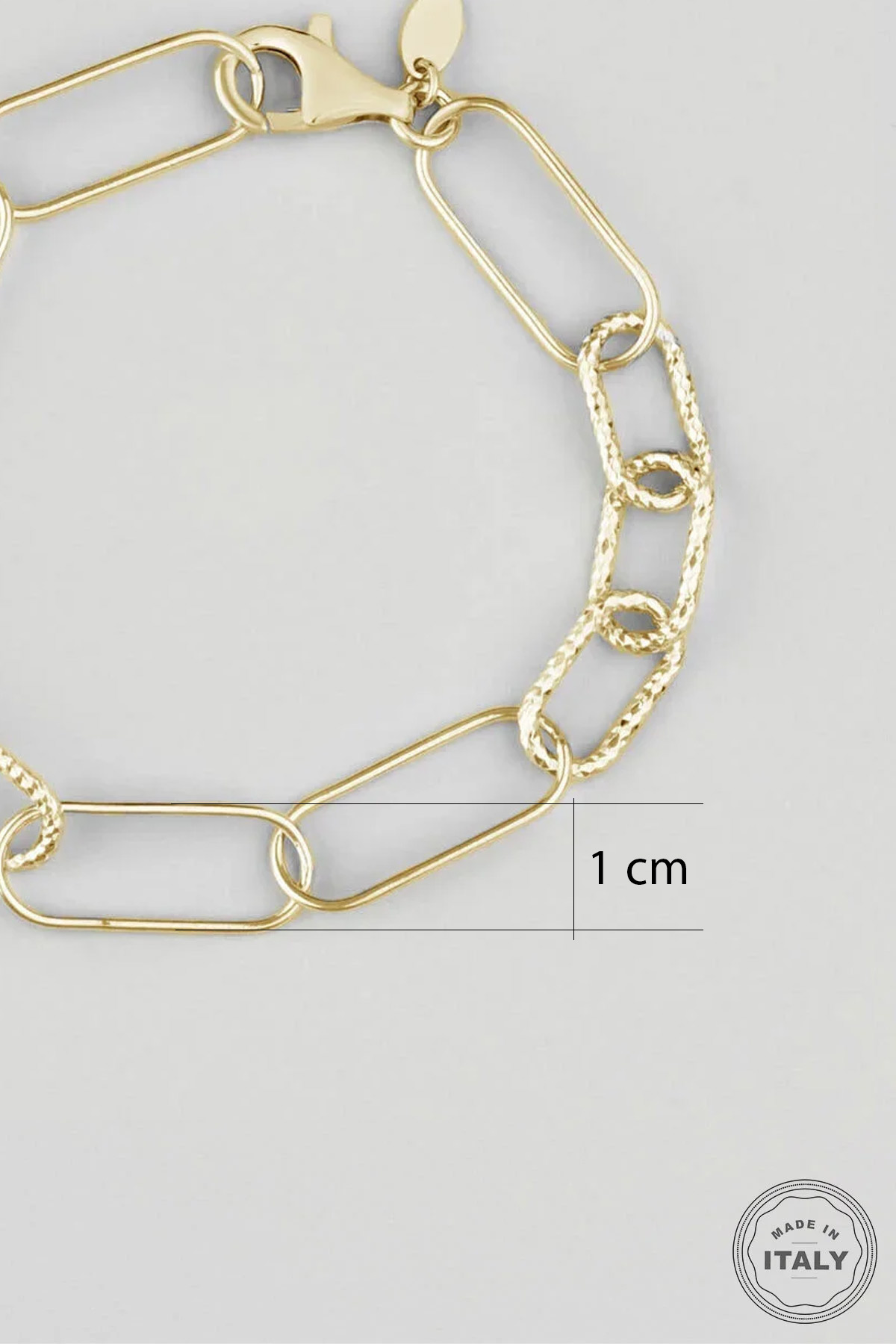 İtalyan Tasarım 18 Ayar Sarı Altın Kaplama 19 Cm Gümüş Tasarım Bileklik 5116514419_2