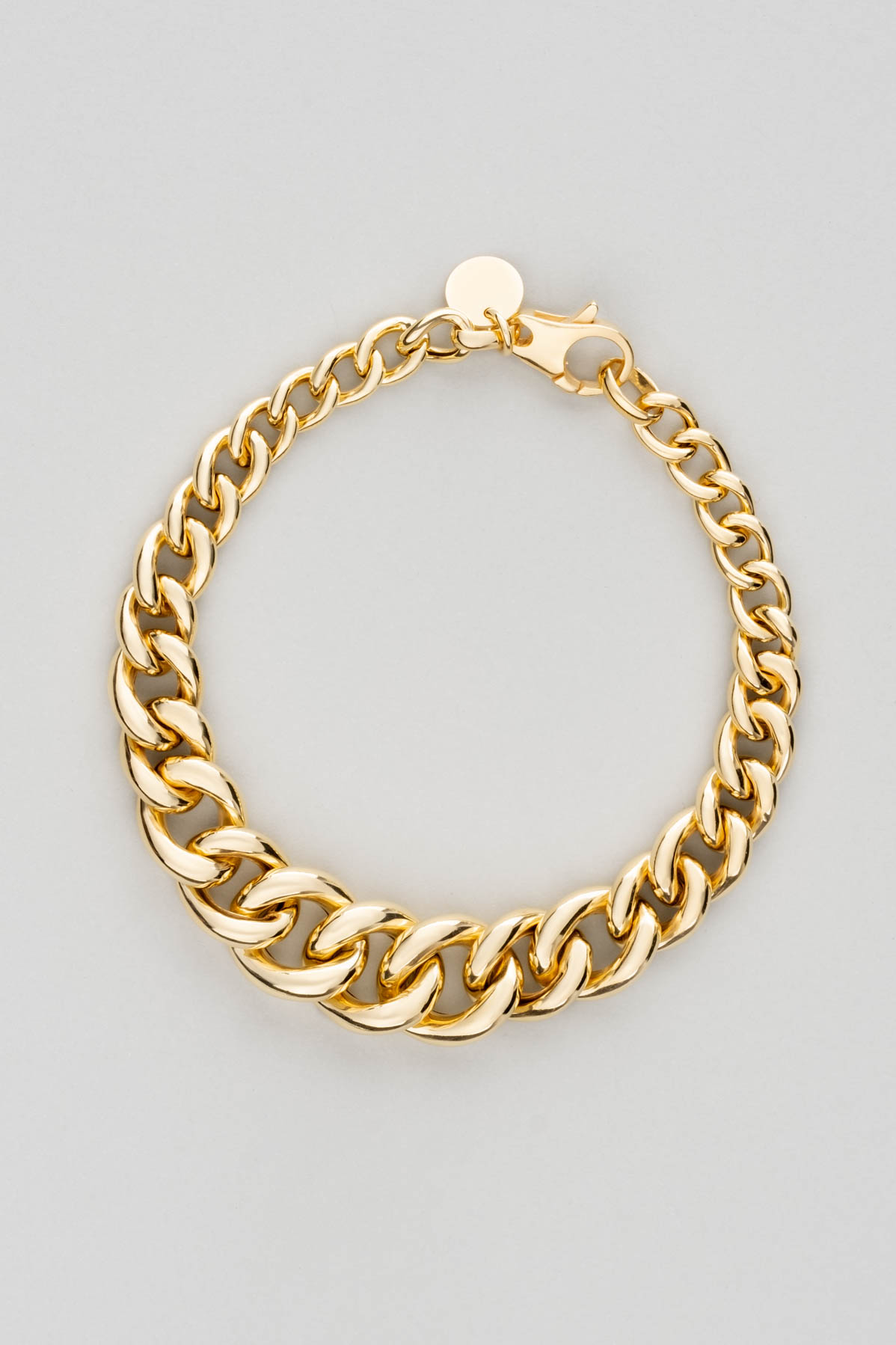 Classic 18 Karat Yellow Gold Plated 19 Cm Silver Thick Chain Bracelet