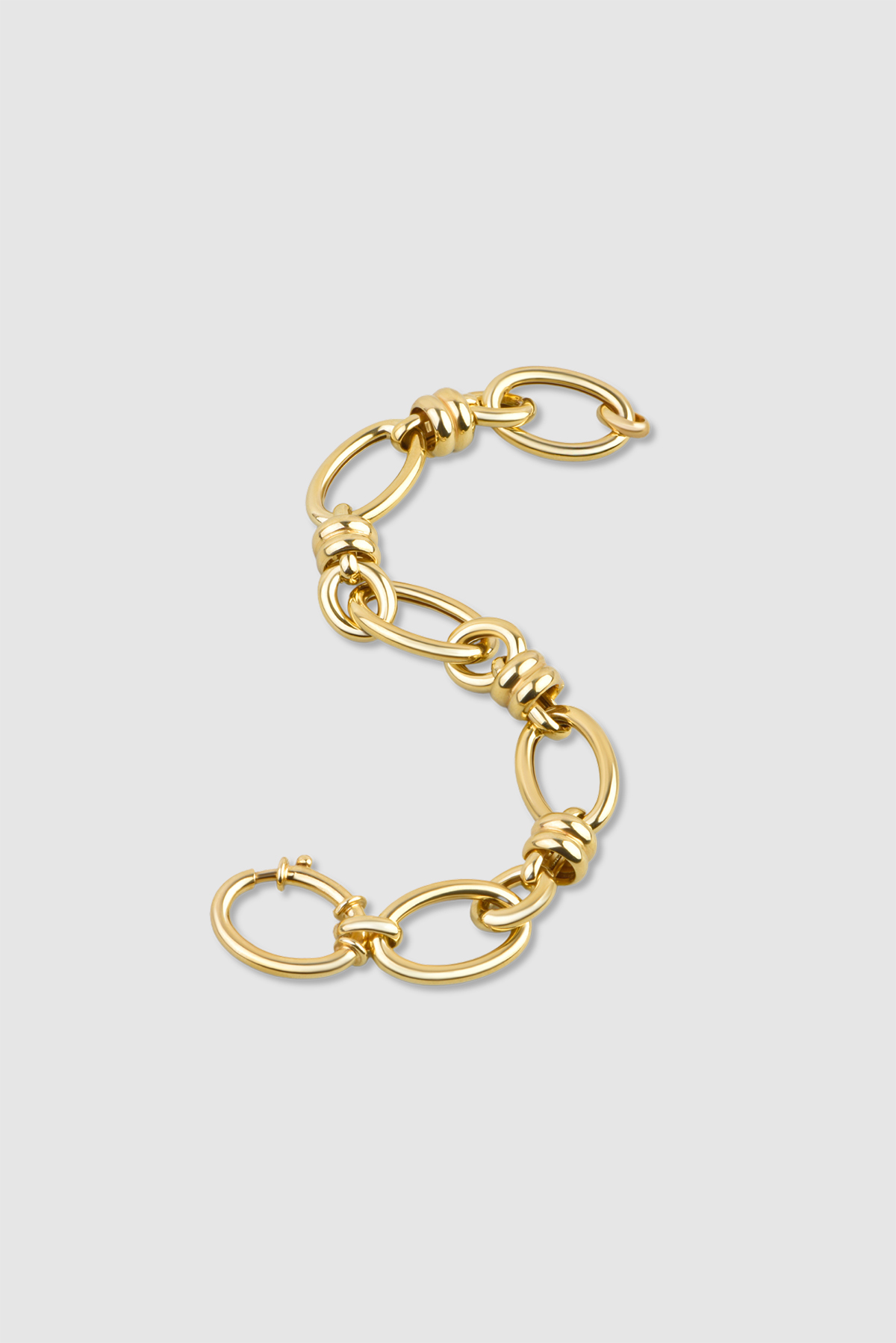 18 Karat Yellow Gold Plated 19 Cm Silver Chain Bracelet with Knot Detail