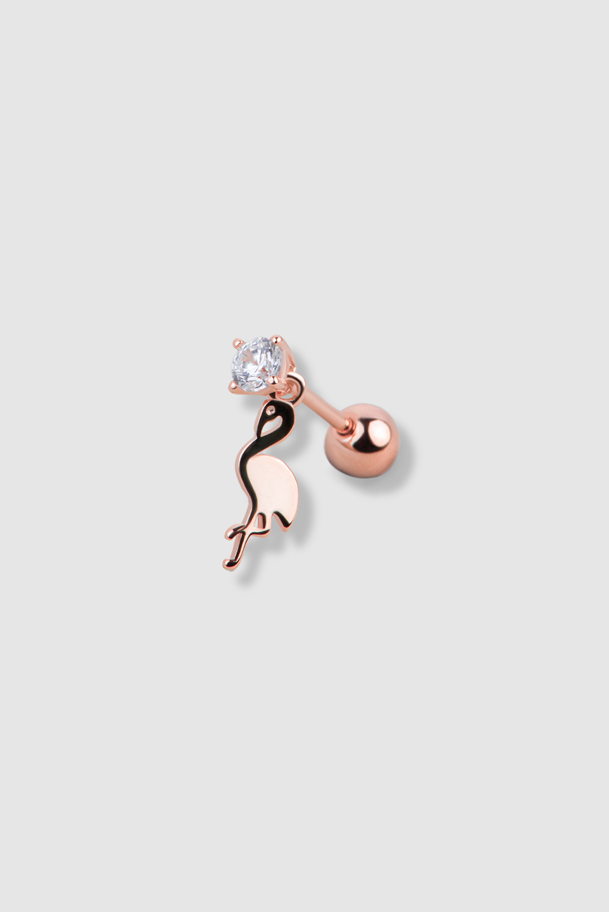 Resim Şık Flamingo 18 Ayar Rose Altın Kaplama Gümüş Tek Tragus Percing