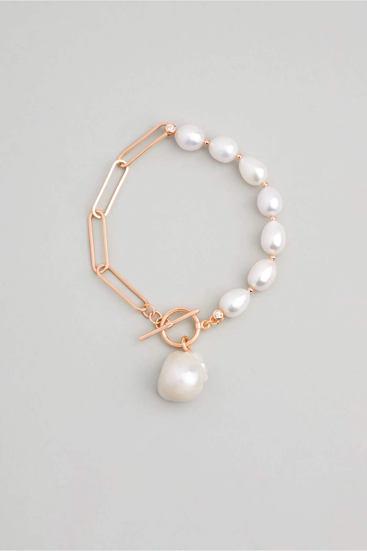 Nancy 18 Ayar Rose Altın Kaplama 21 Cm Gümüş İnci Bileklik 5120186245