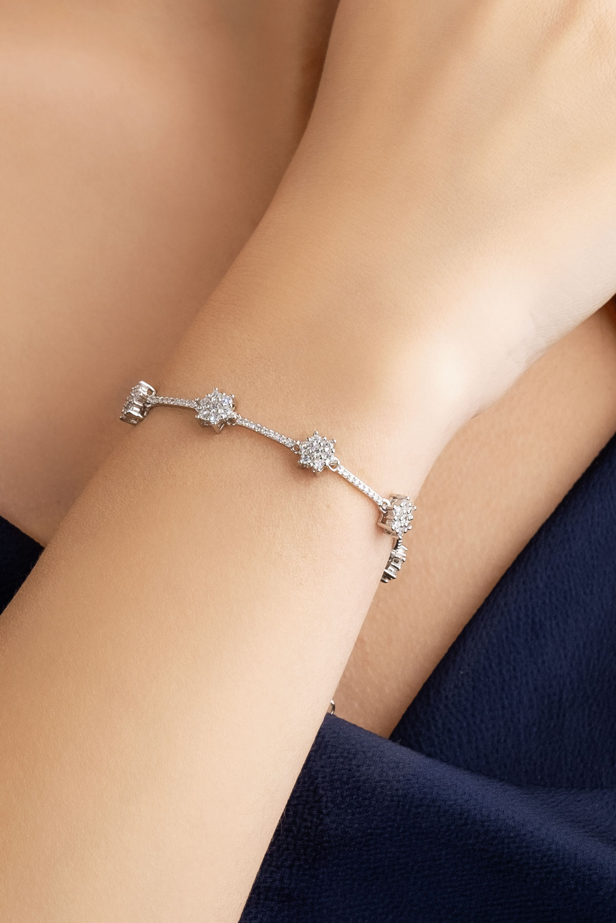 Çöl Baharı 18 Ayar Beyaz Altın Kaplama 19 Cm Gümüş Bileklik 5124280199_2