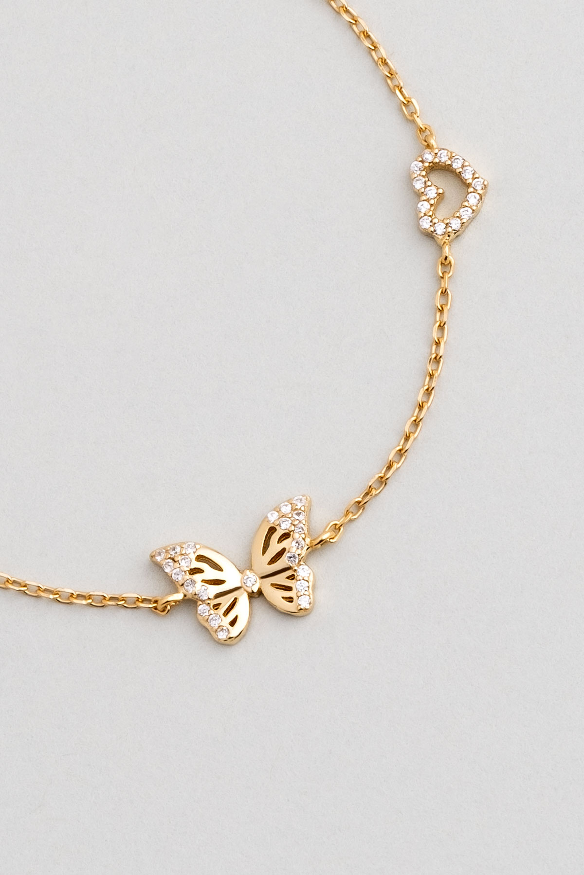 Minik Kelebek 18 Ayar Sarı Altın Kaplama 19 Cm Gümüş Minimal Bileklik 5124630144_3