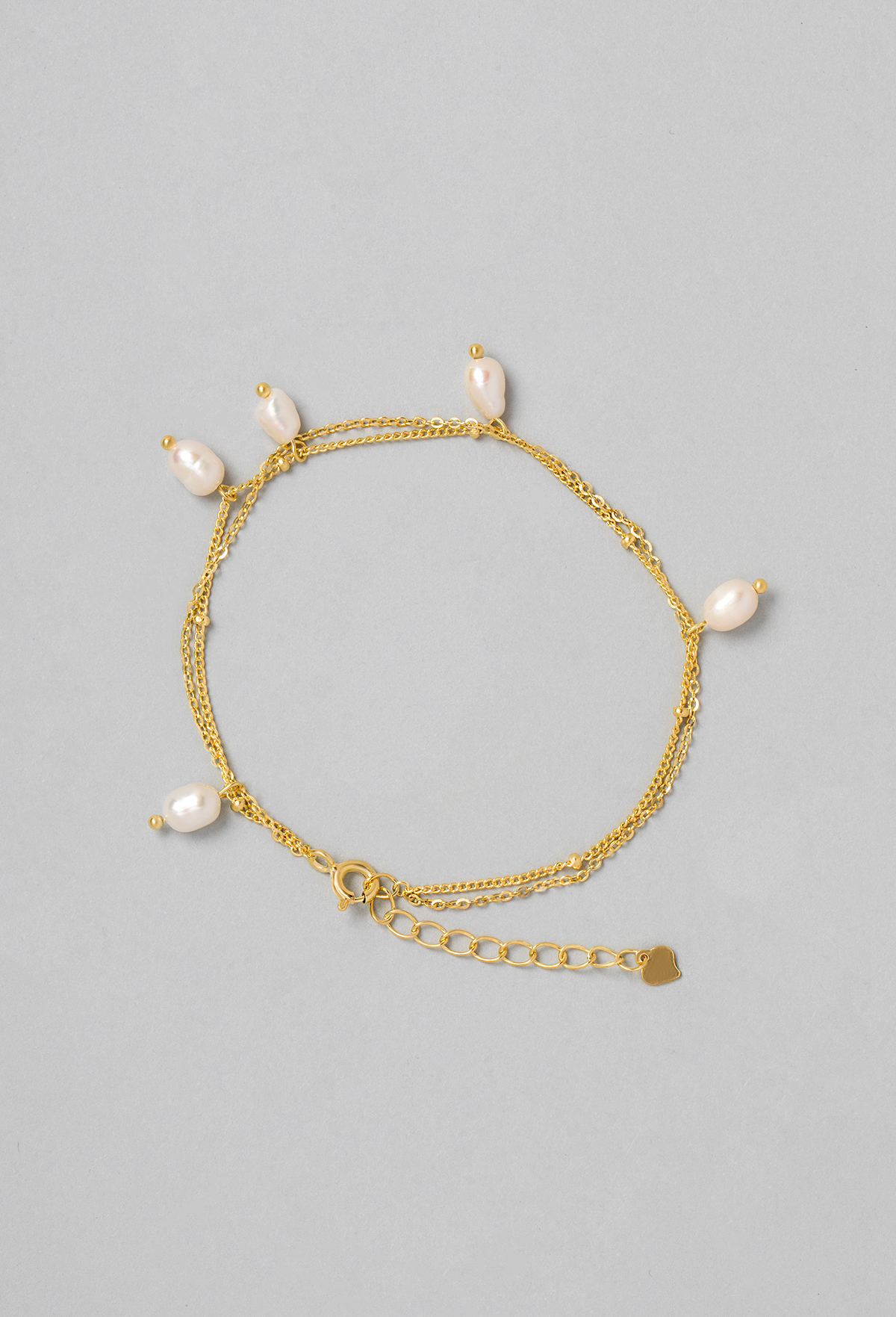 Vintage Pearl 18 Karat Yellow Gold Plated Silver Minimal Bracelet