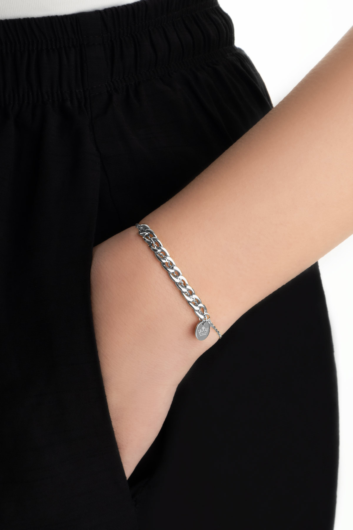 Bella 18 Ayar Beyaz Altın Kaplama 18 Cm Gümüş Bileklik 5125949999_1