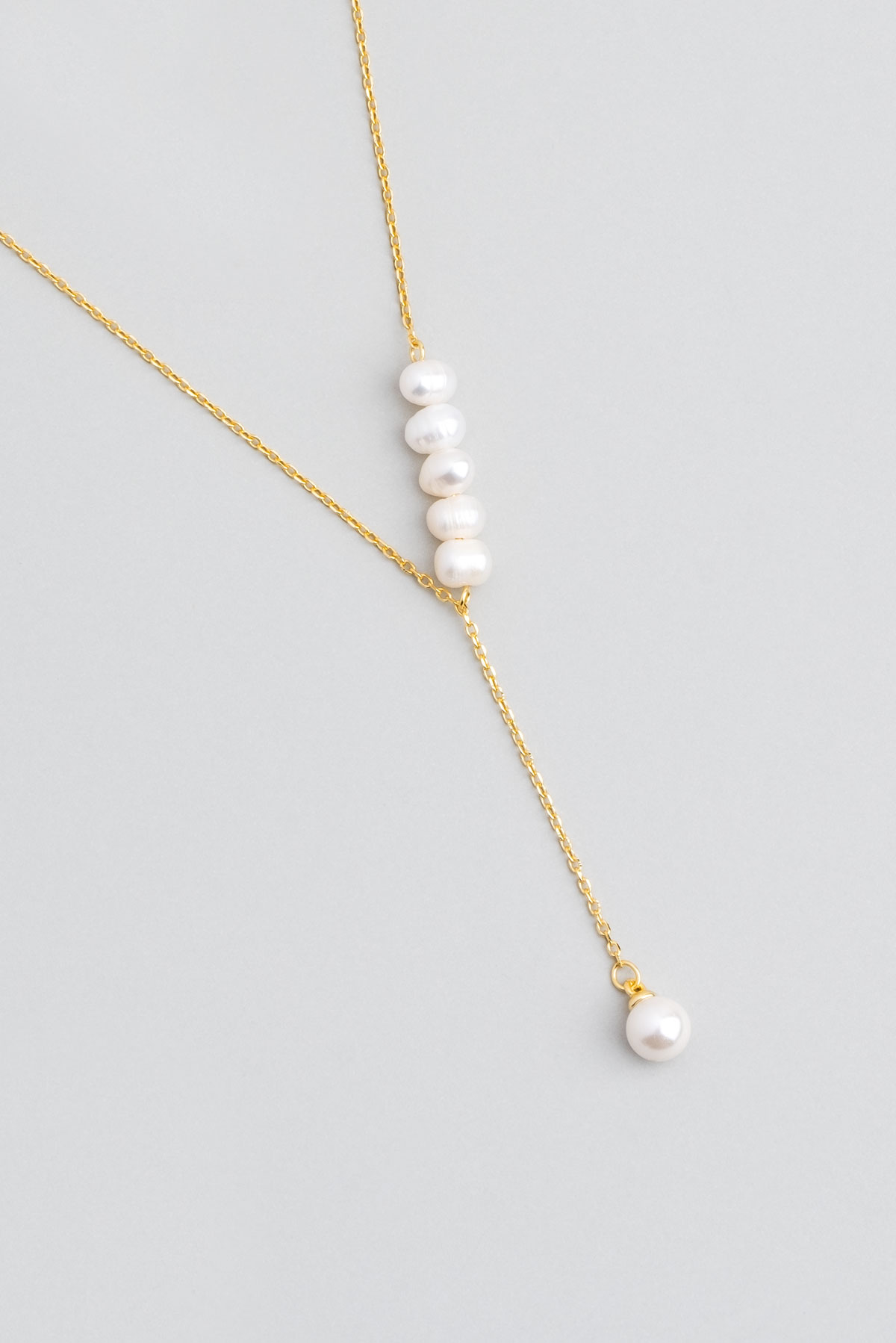 18 Carat Yellow Gold Plated Silver  Necklace with Minimal Pearl Stone