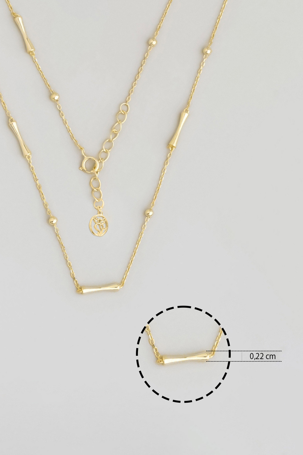 Resim Minimal Dizayn 18 Ayar Sarı Altın Kaplama 45 Cm Gümüş Zincir Kolye